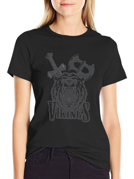 Vikings Bear Axe Sword Graphic T-Shirt