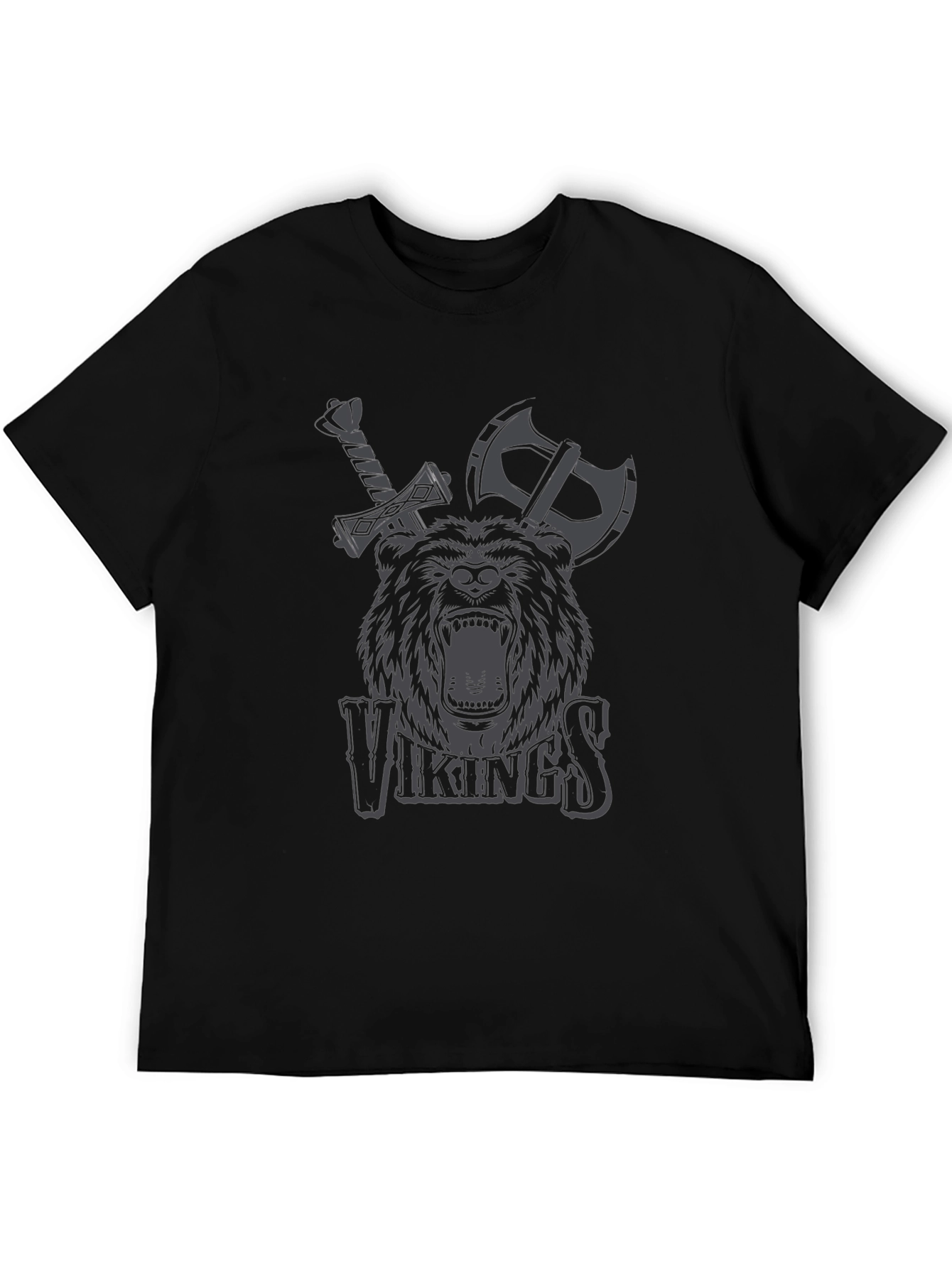Vikings Bear Axe Sword Graphic T-Shirt
