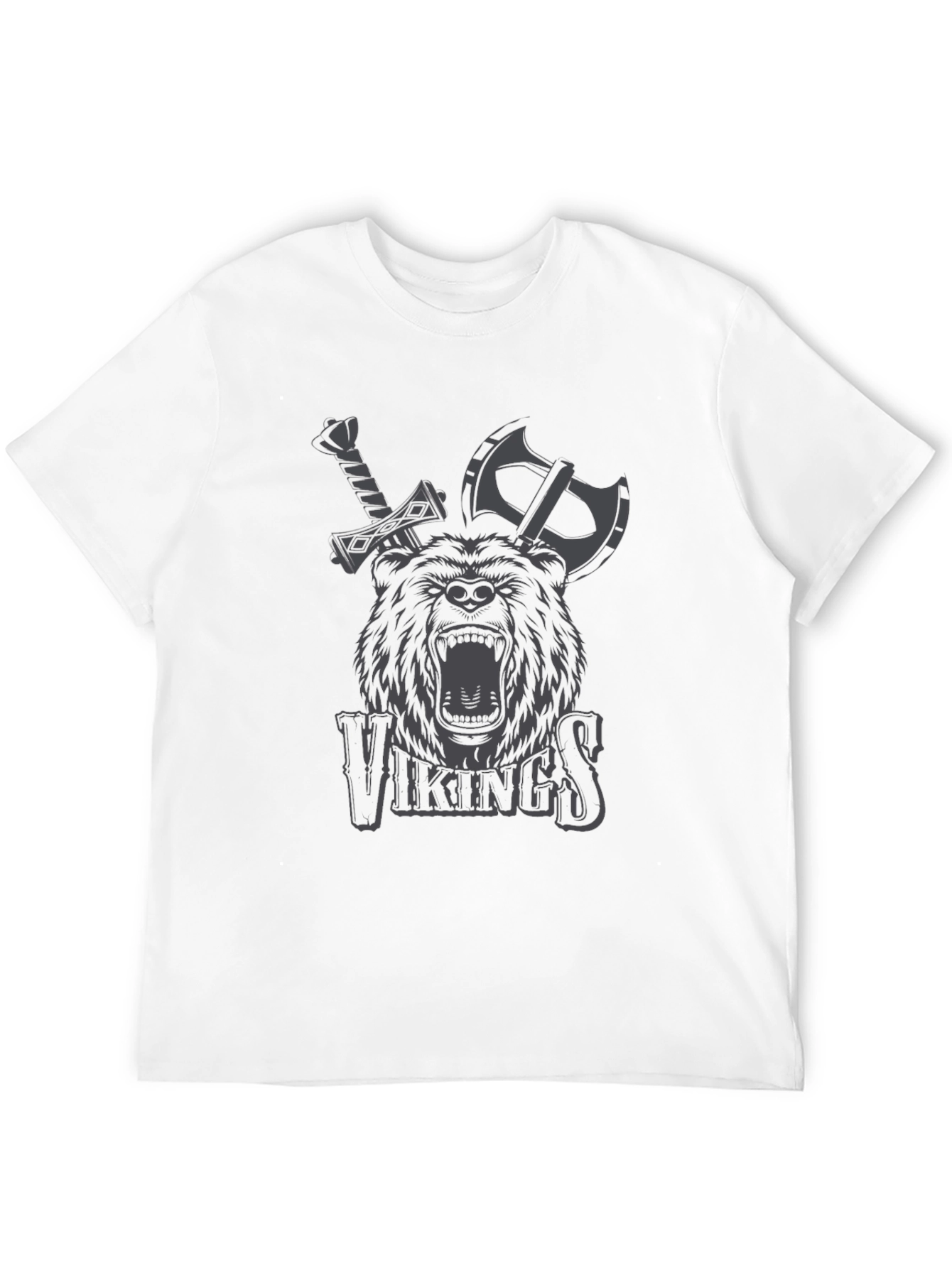 Vikings Bear Axe Sword Graphic T-Shirt