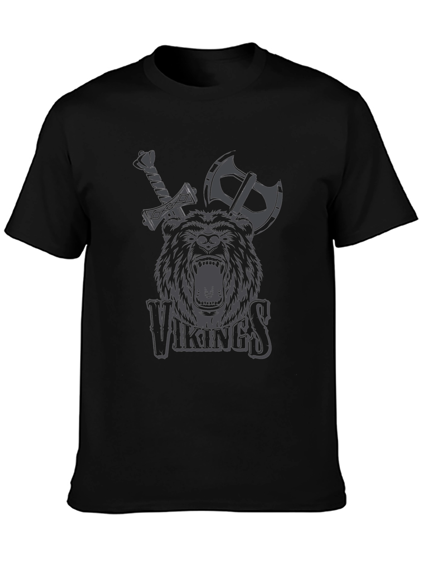 Vikings Bear Axe Sword Graphic T-Shirt