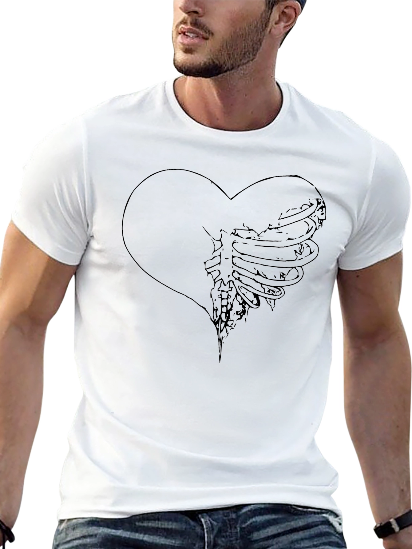 Heart Ribcage Graphic Tee - Black