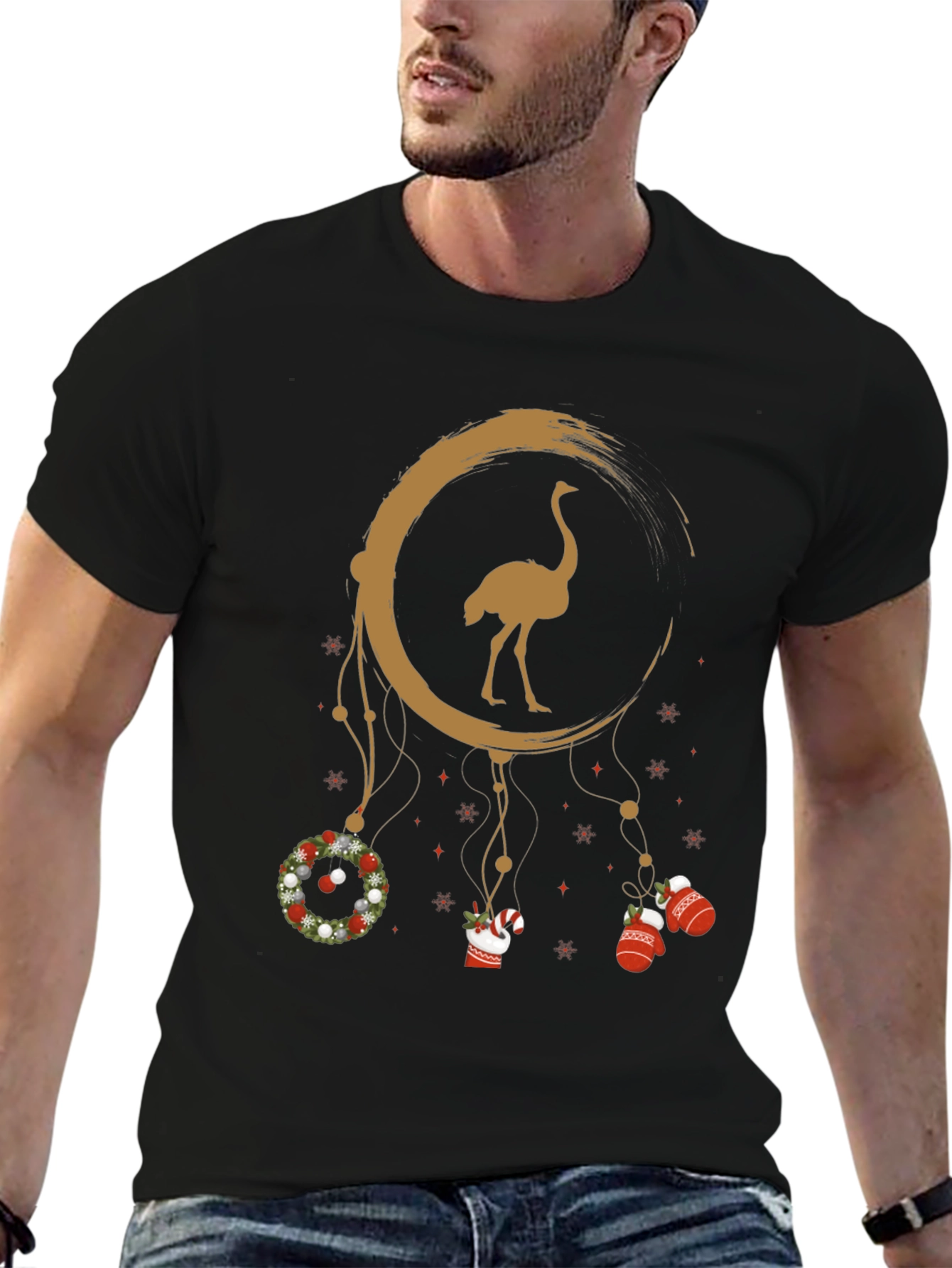 Ostrich Dreamcatcher Christmas Graphic Tee
