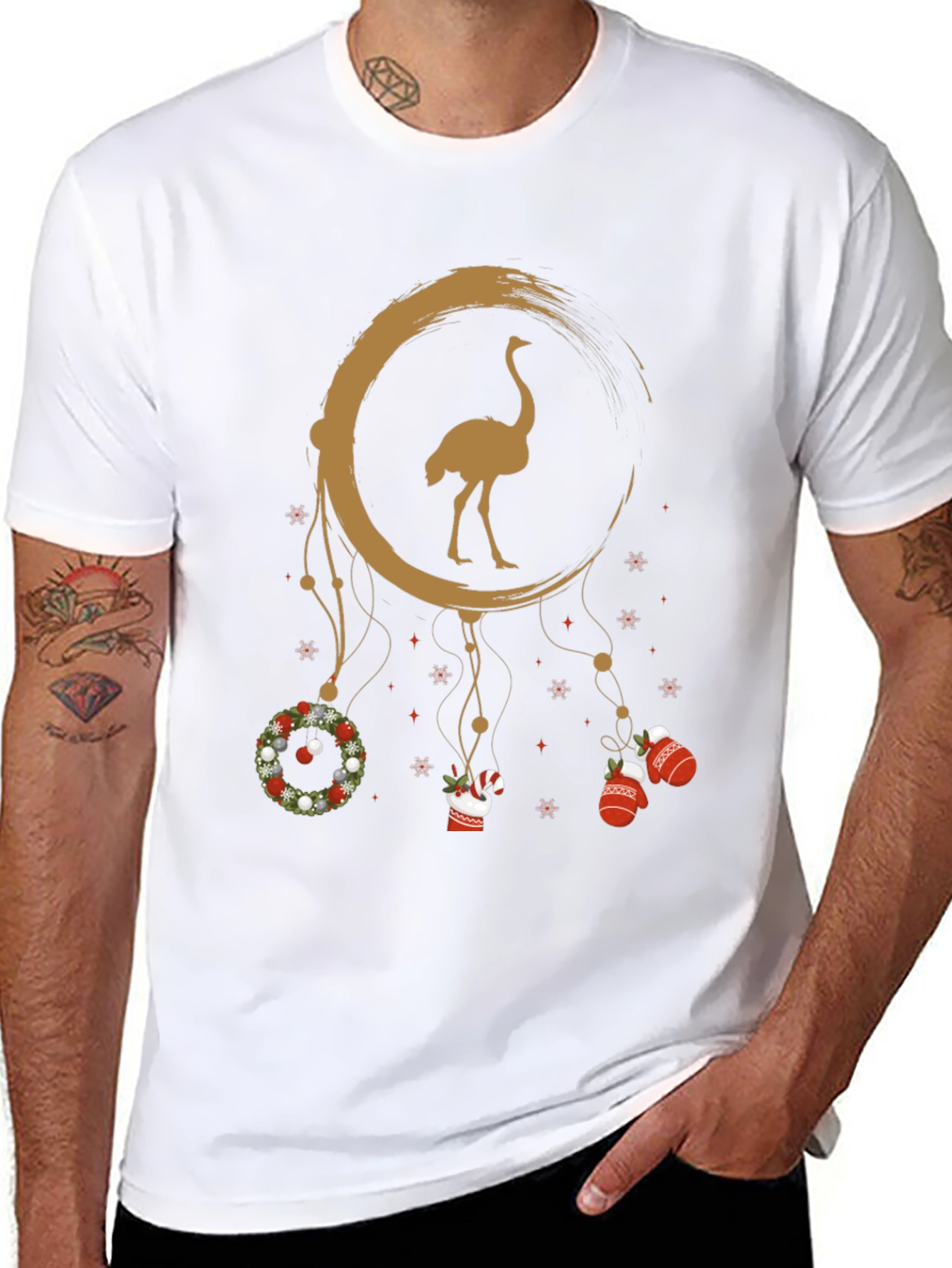 Ostrich Dreamcatcher Christmas Graphic Tee