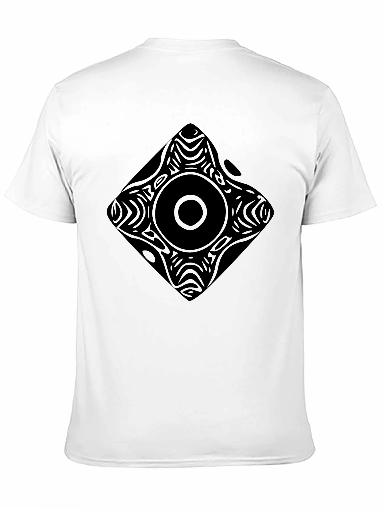 Abstract Geometric Print Black Tee