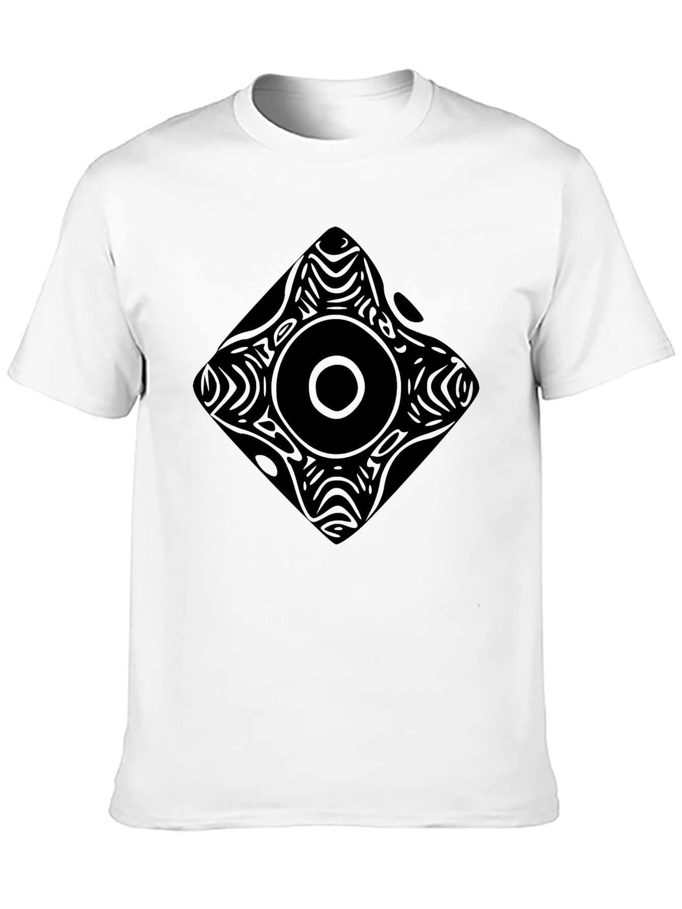 Abstract Geometric Print Black Tee