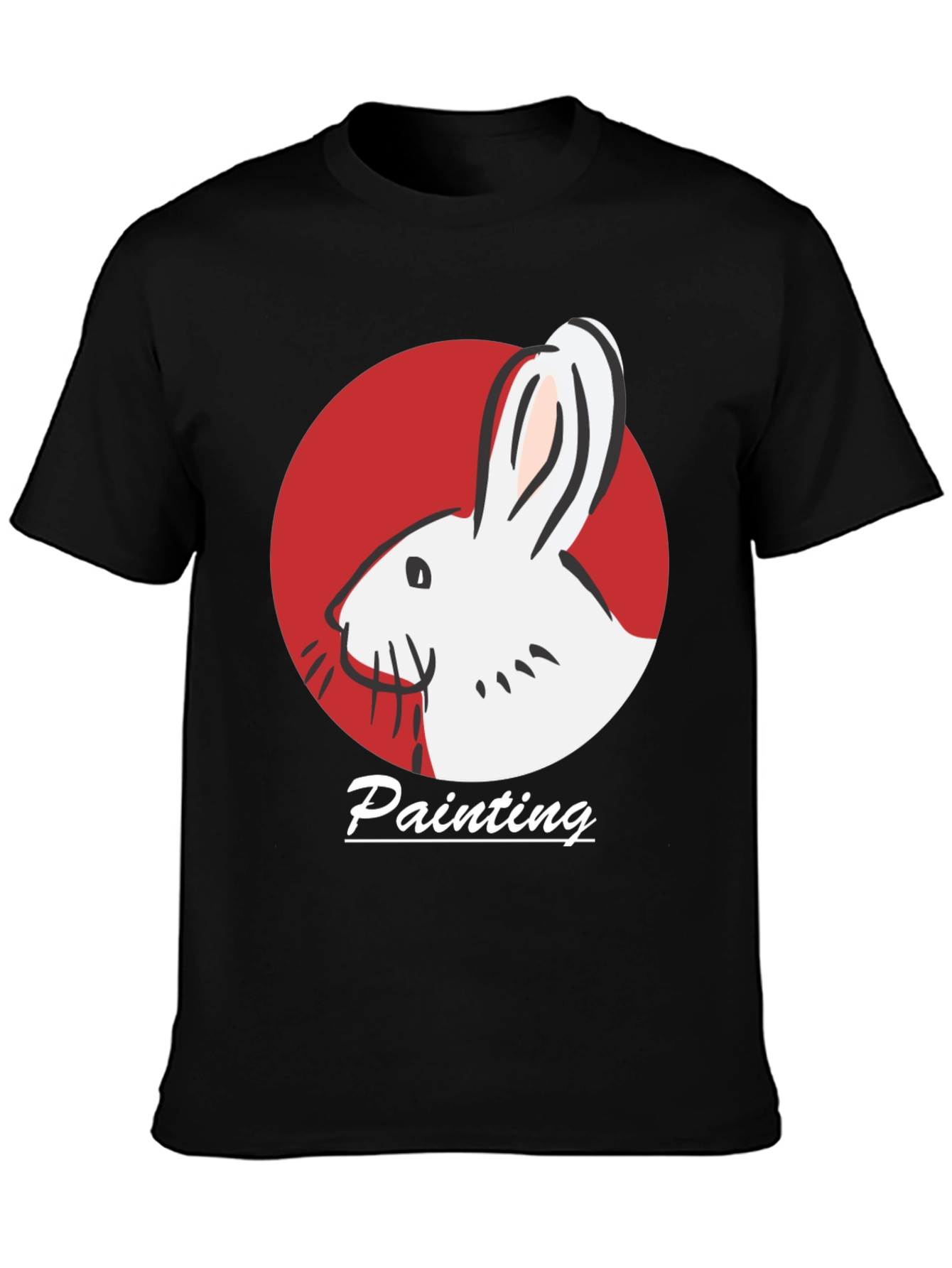 Rabbit Painting Black T-Shirt