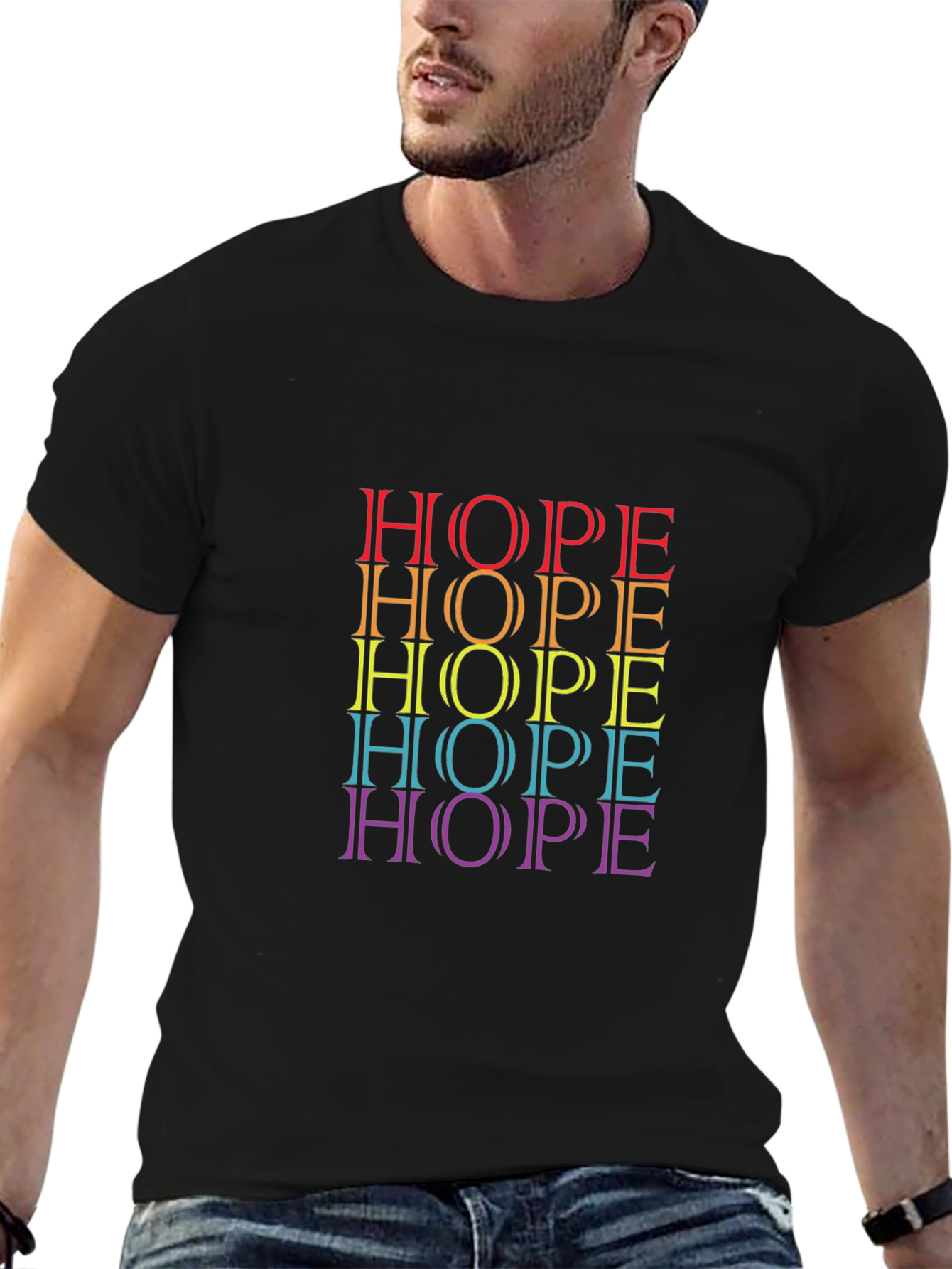 Rainbow HOPE Graphic Tee - Positive Vibes Shirt