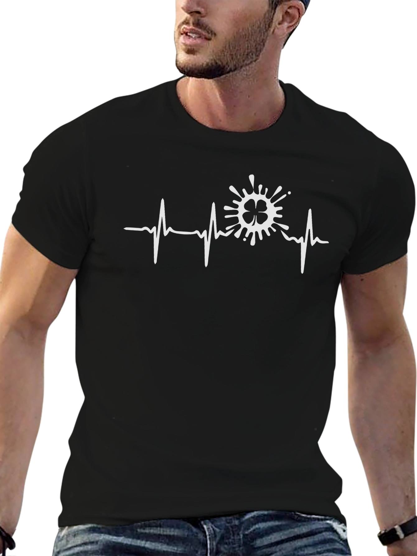 Shamrock Heartbeat Graphic Tee - St. Patricks Day Shirt