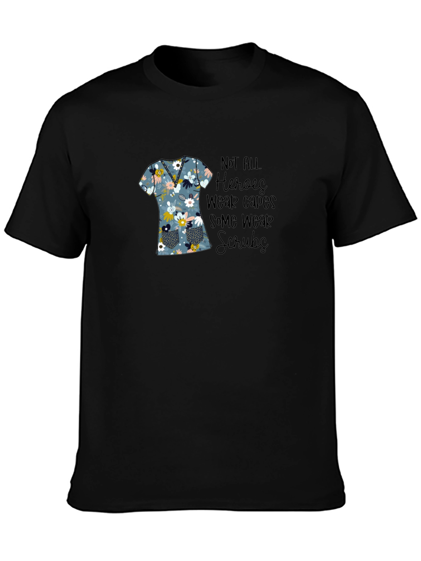 Floral Scrubs T-Shirt - Hero Nurse Tee