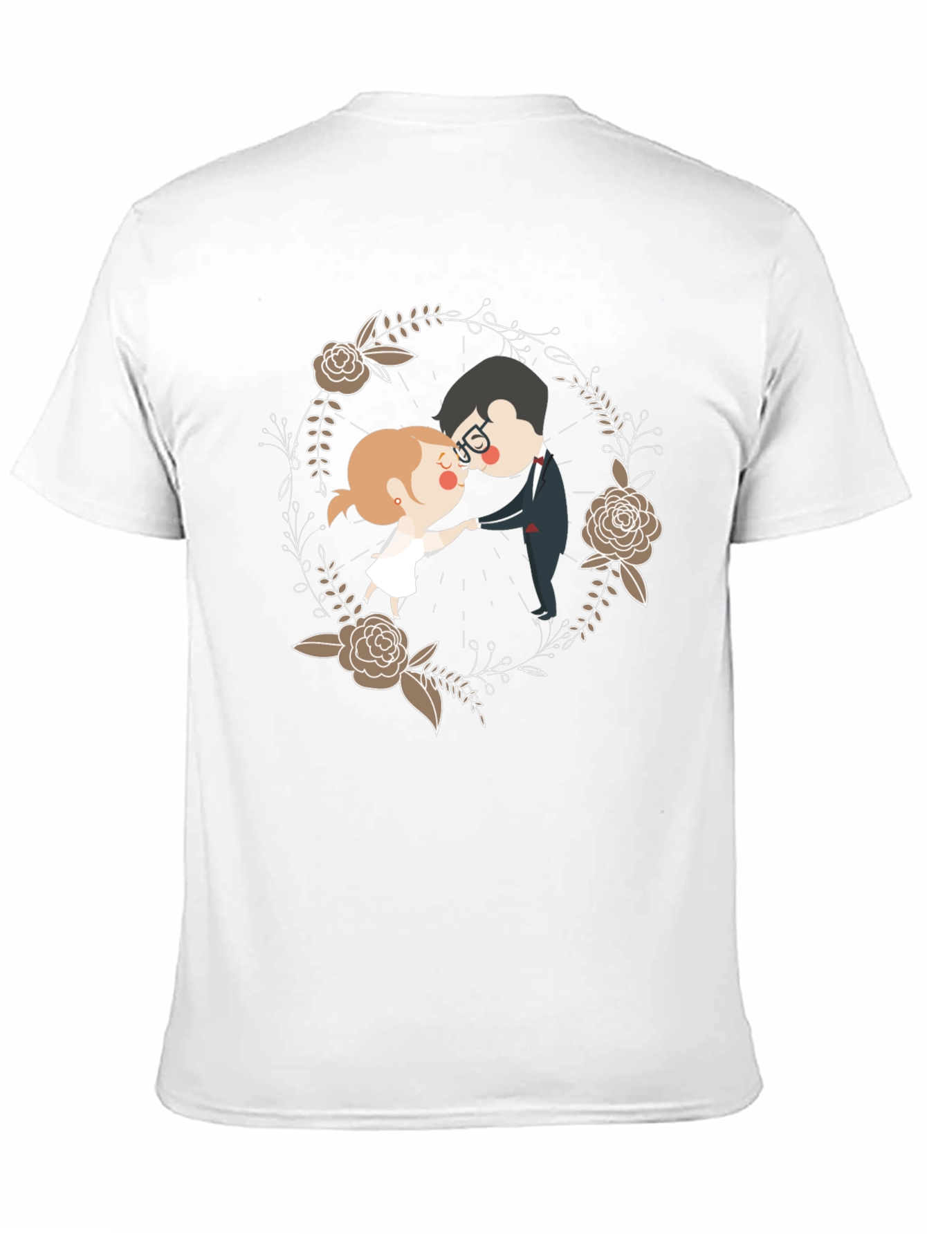 Romantic Couple Floral Wreath T-Shirt