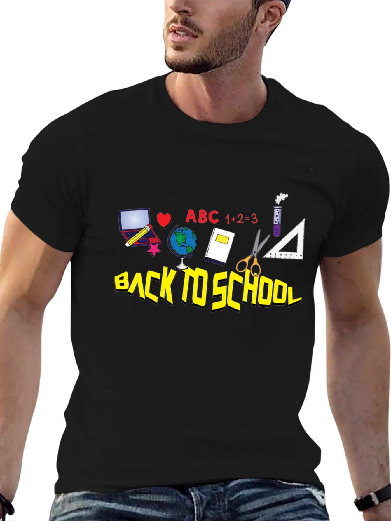 Back to School Graphic Tee - Black Cotton T-Shirt