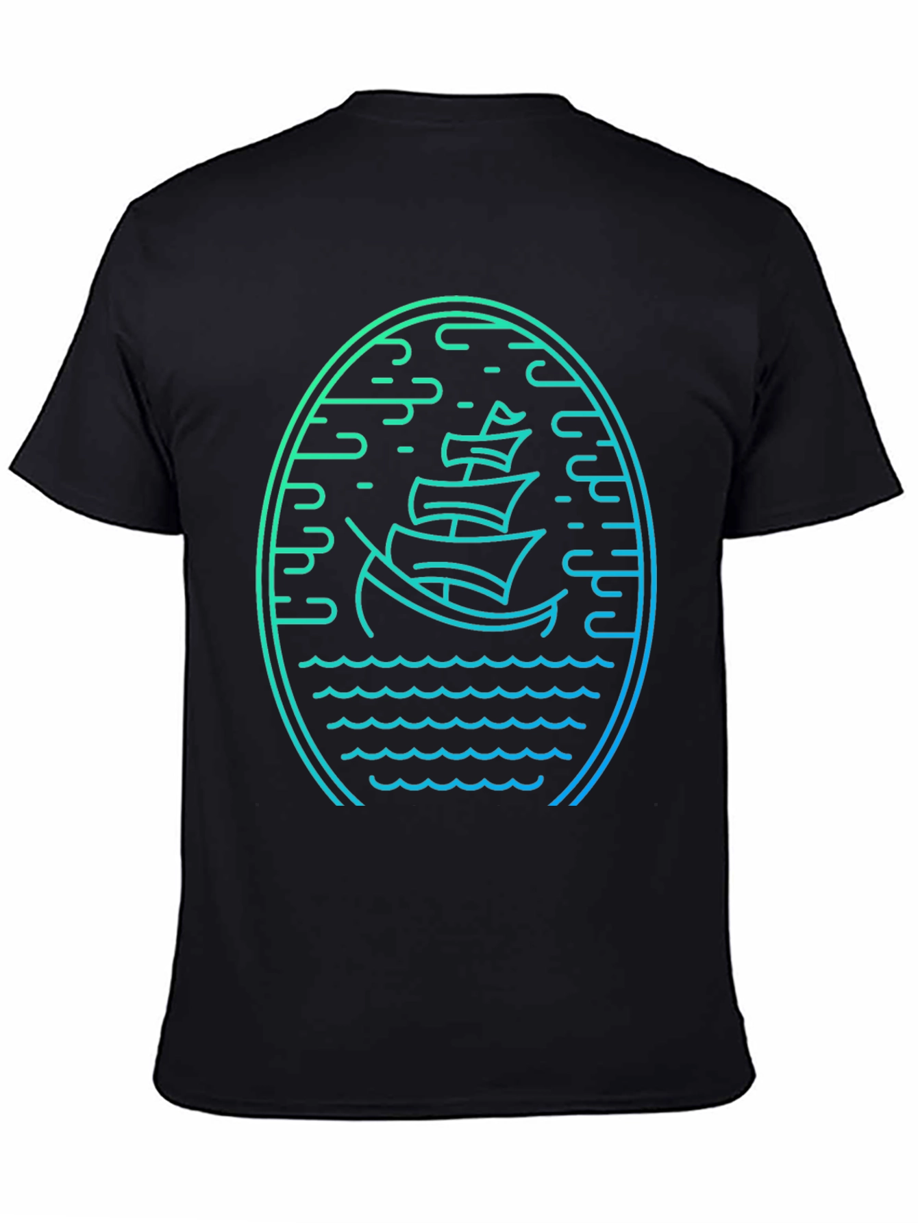 Nautical Boat Graphic Tee - Mens Black T-Shirt