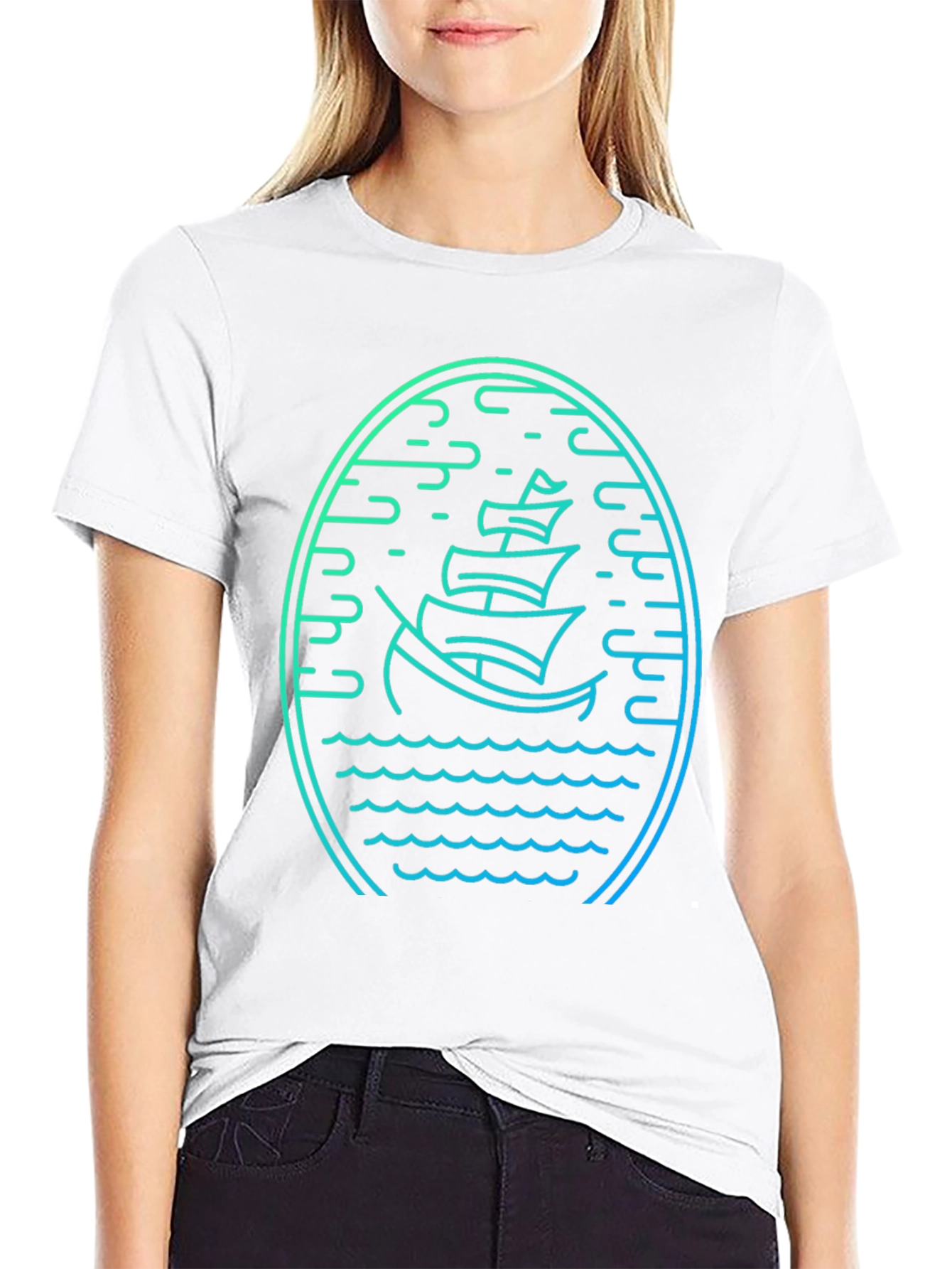 Nautical Boat Graphic Tee - Mens Black T-Shirt