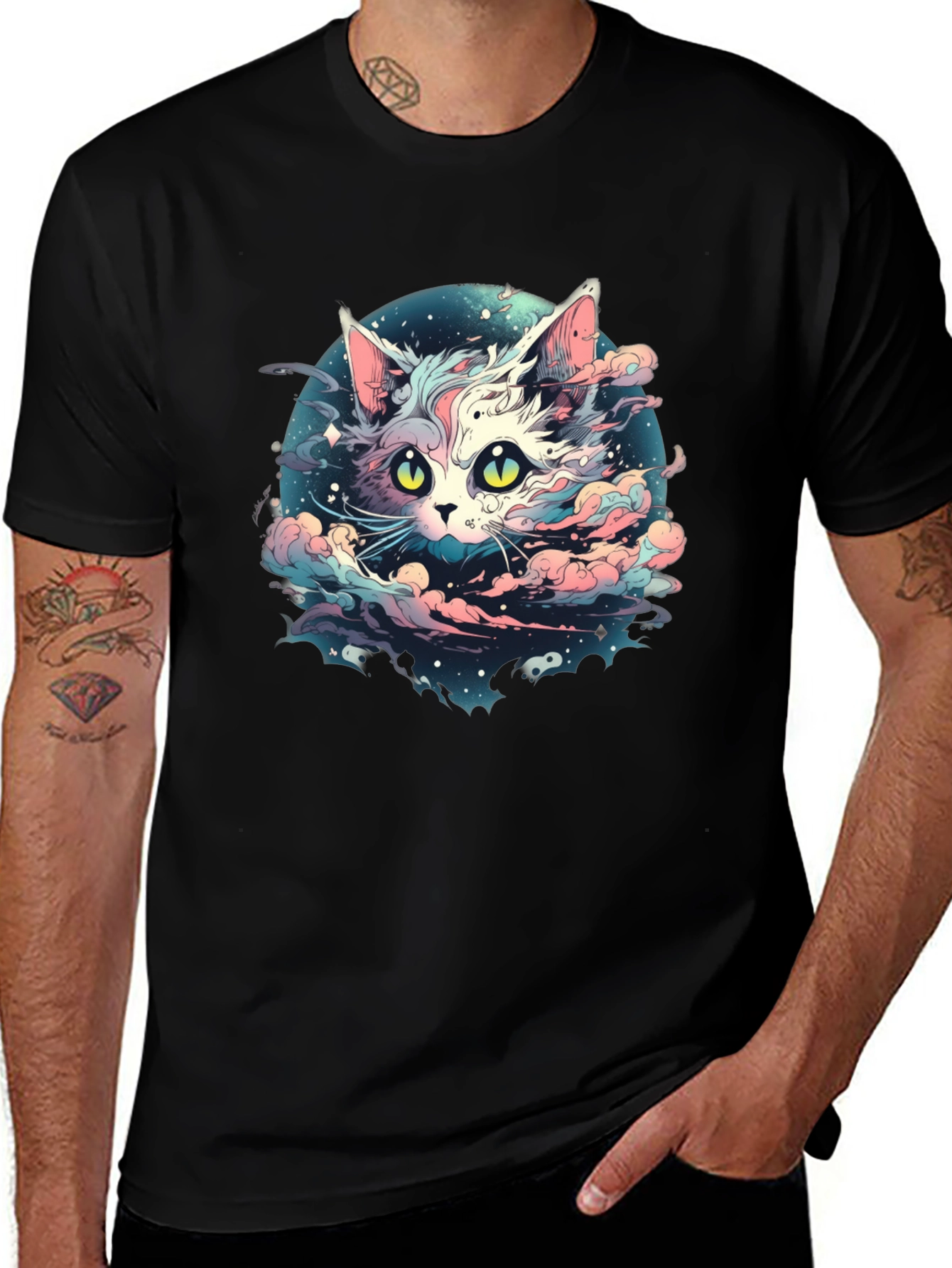 Celestial Cat T-Shirt - Cosmic Feline Design