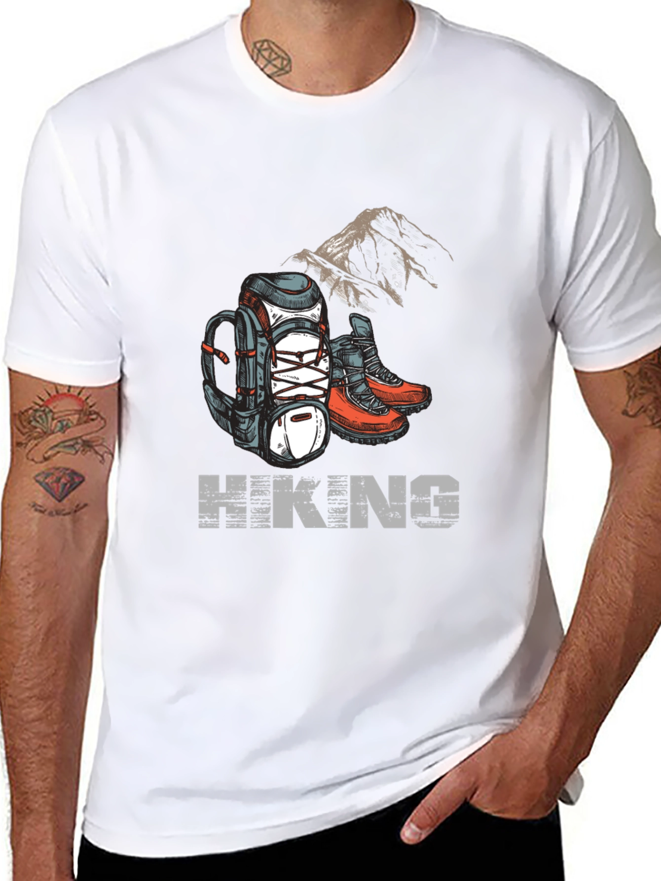 Hiking Adventure Graphic Tee - Black Cotton Shirt