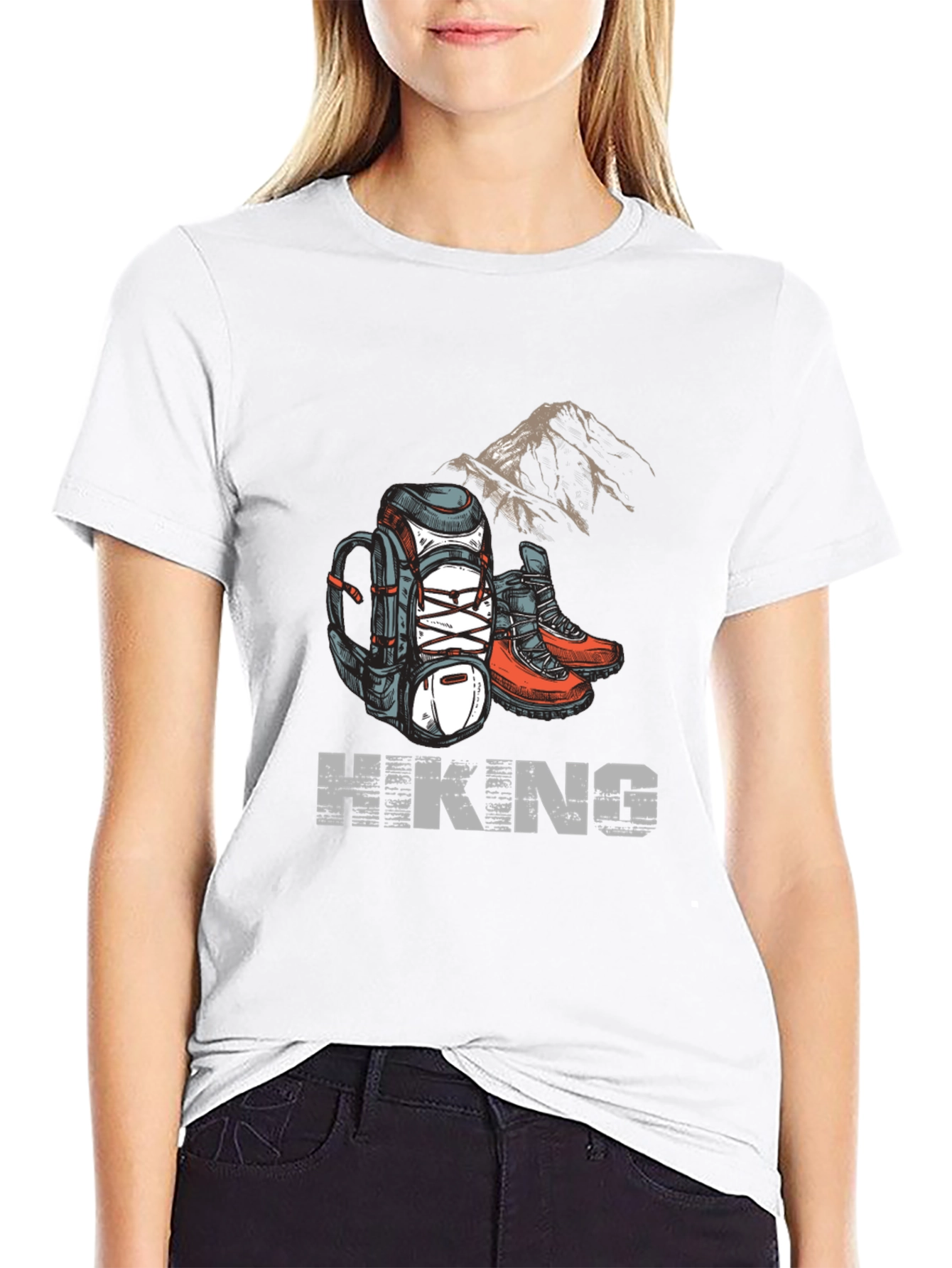 Hiking Adventure Graphic Tee - Black Cotton Shirt