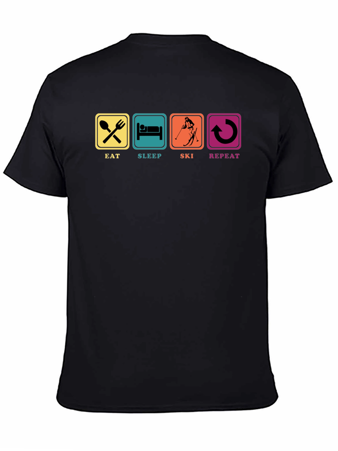 Eat Sleep Ski Repeat T-Shirt Black