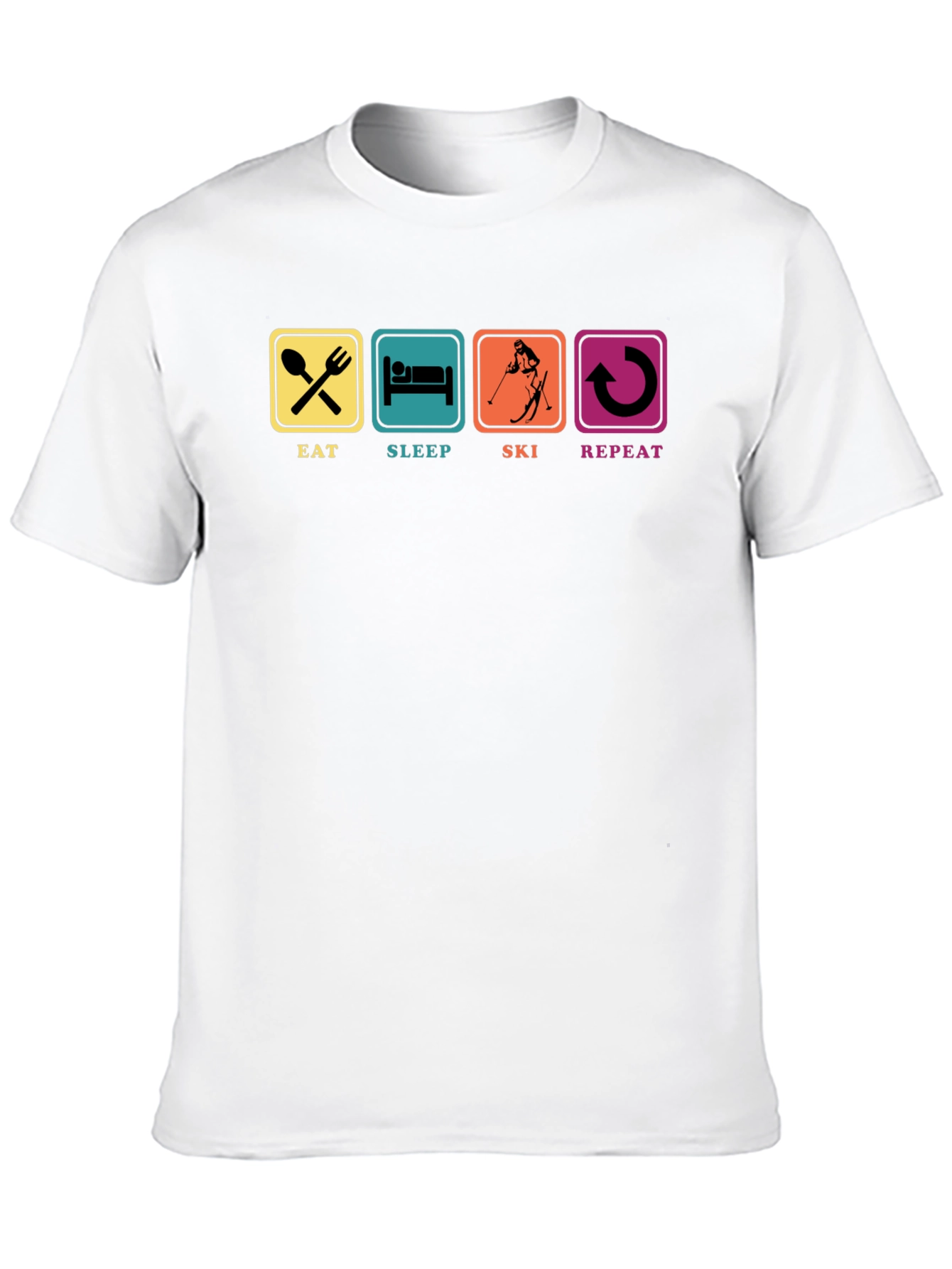 Eat Sleep Ski Repeat T-Shirt Black