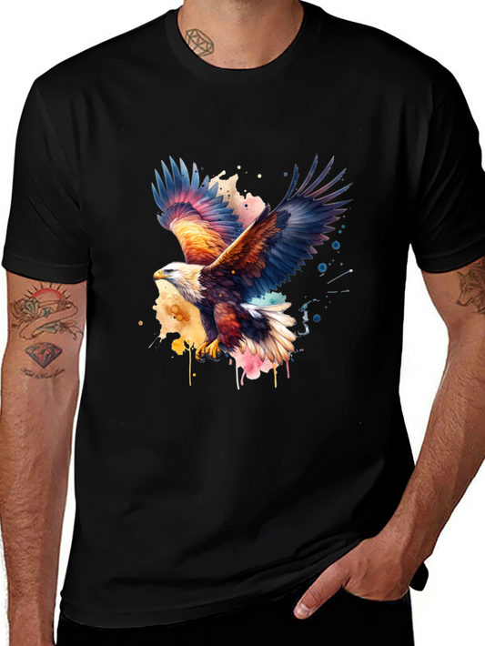Bald Eagle Watercolor Graphic Tee - Black