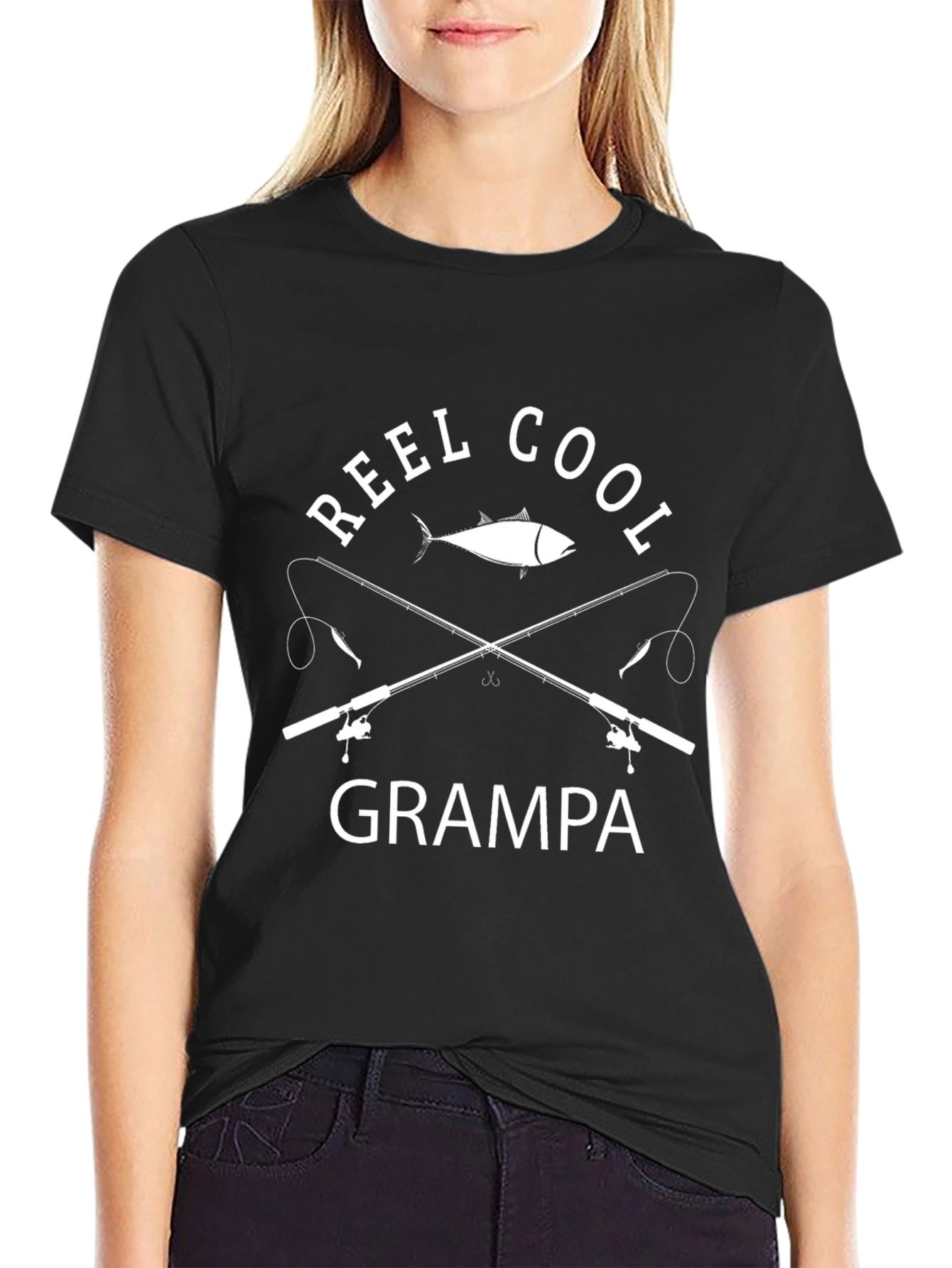 Reel Cool Grampa Fishing T-Shirt - Black