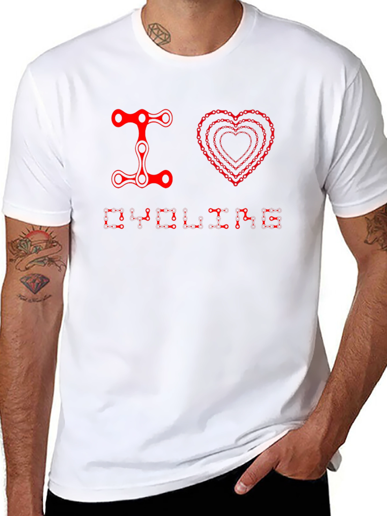I Heart Cycling T-Shirt - Bike Chain Design Tee