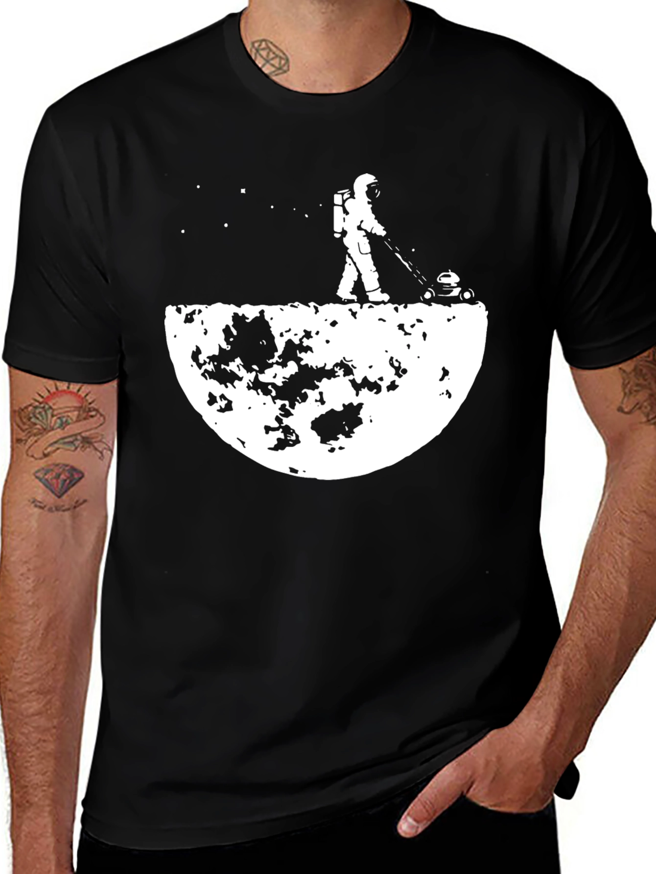 Astronaut Moon Mowing T-Shirt