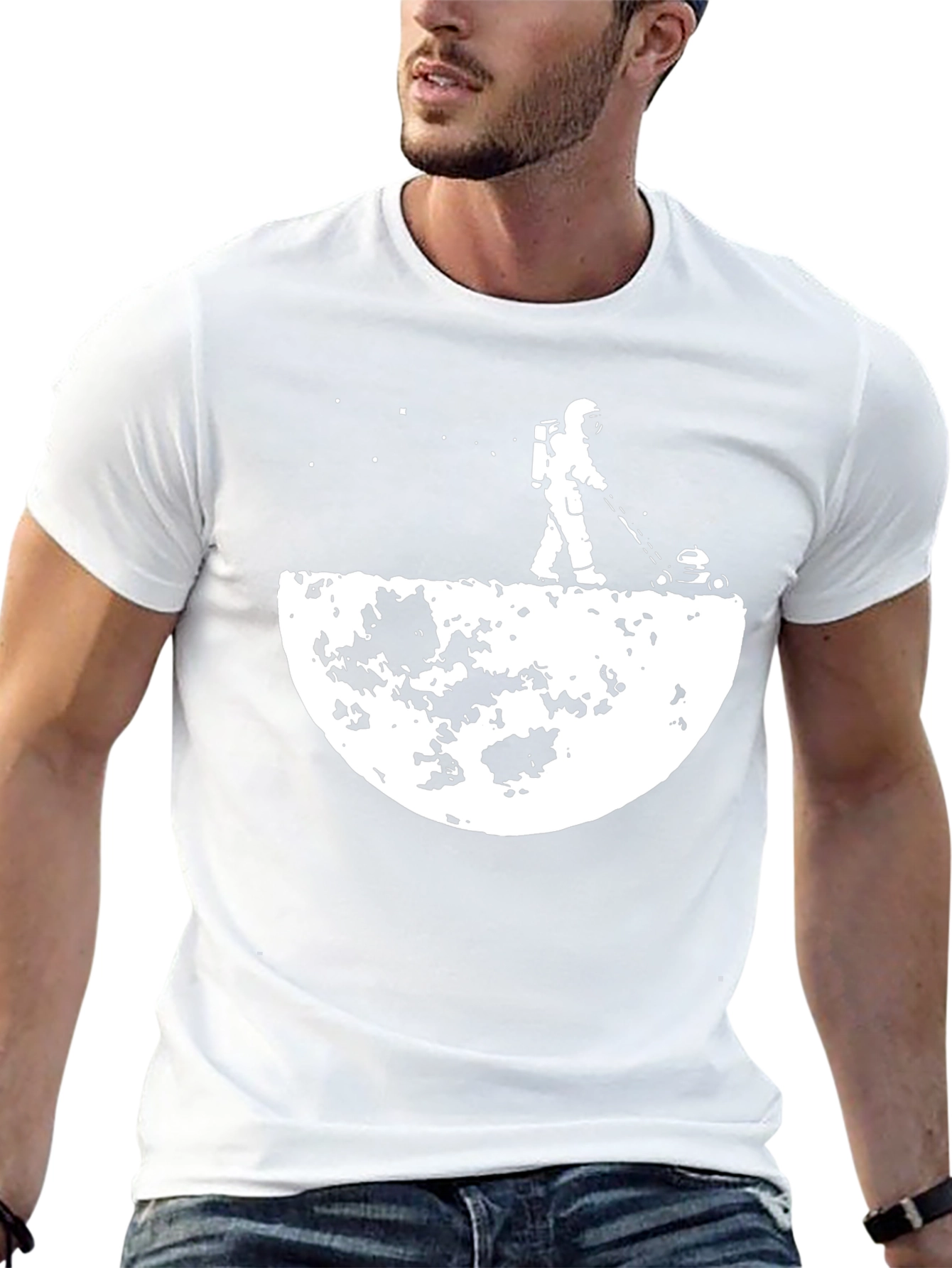 Astronaut Moon Mowing T-Shirt