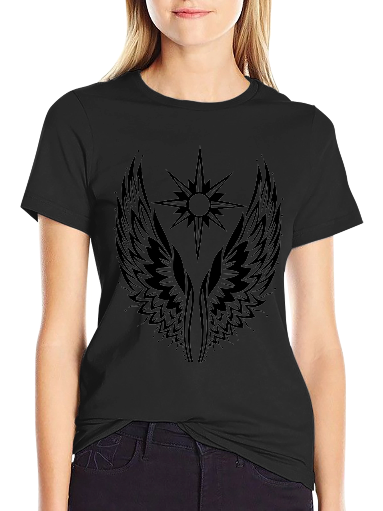 Winged Star Graphic Tee - Mens Black T-Shirt