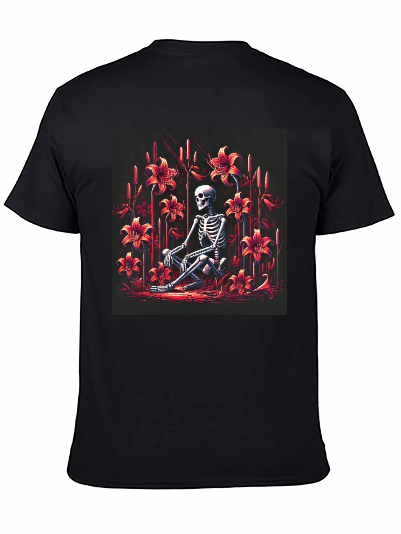 Skeleton in Floral Garden Graphic T-Shirt