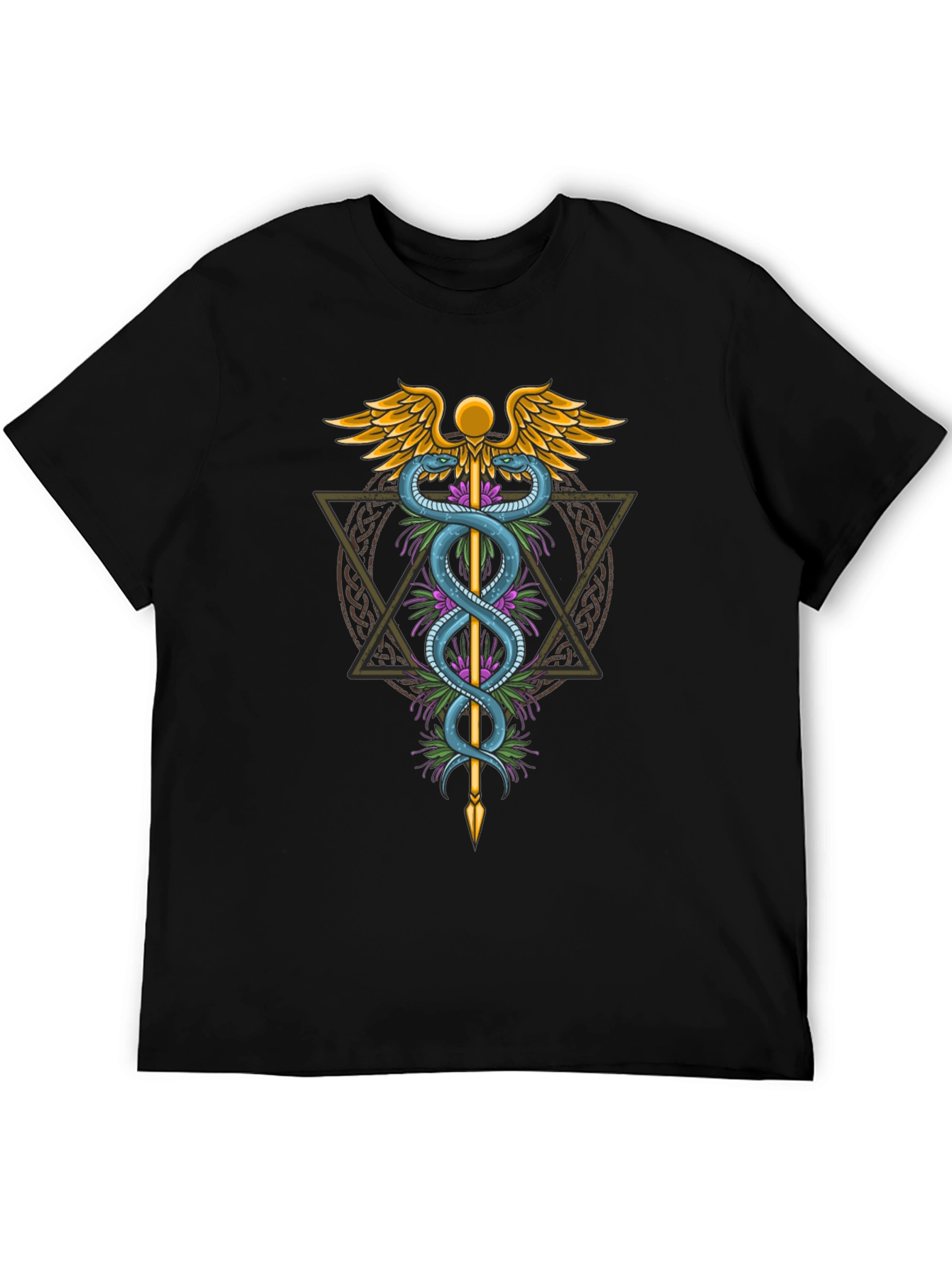 Caduceus Symbol Graphic Tee - Medical Healing Design