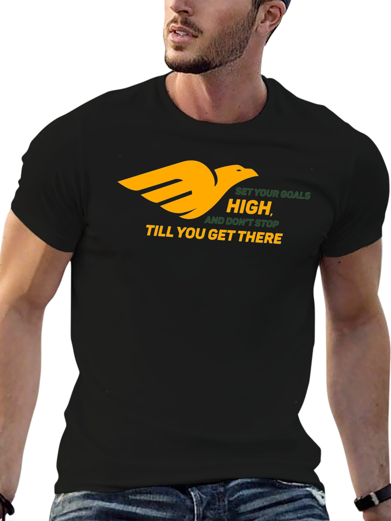 Motivational Black T-Shirt - Reach Your Goals!