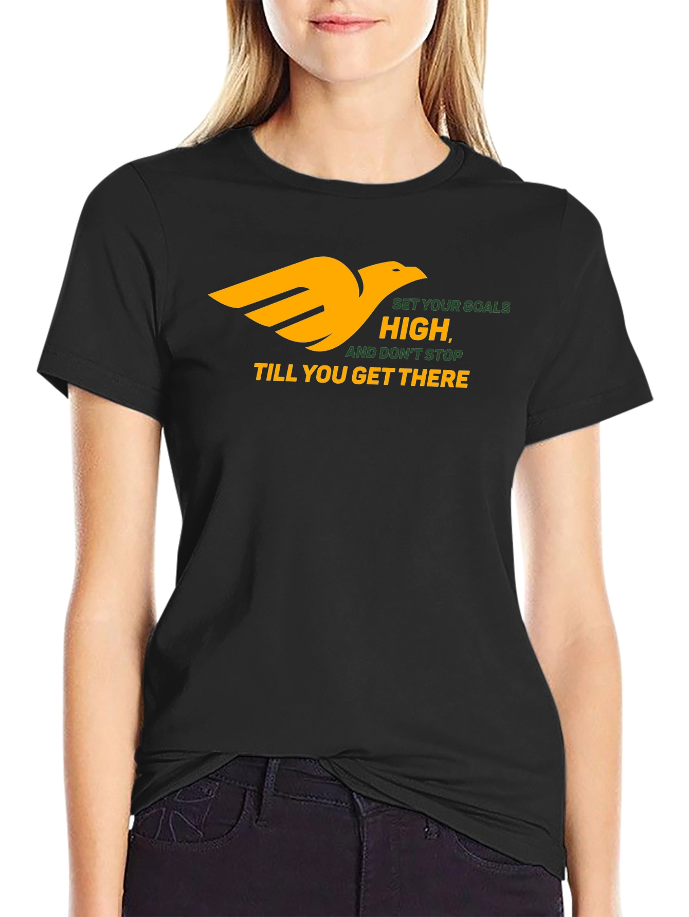 Motivational Black T-Shirt - Reach Your Goals!