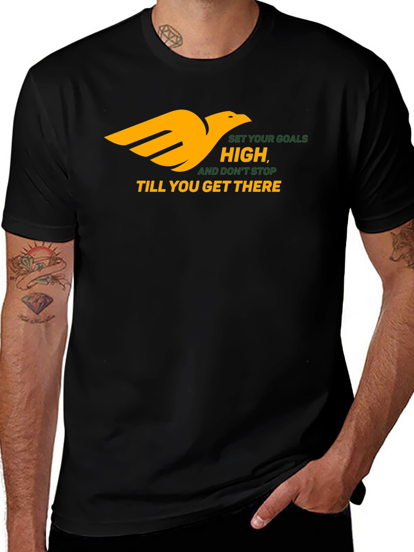 Motivational Black T-Shirt - Reach Your Goals!