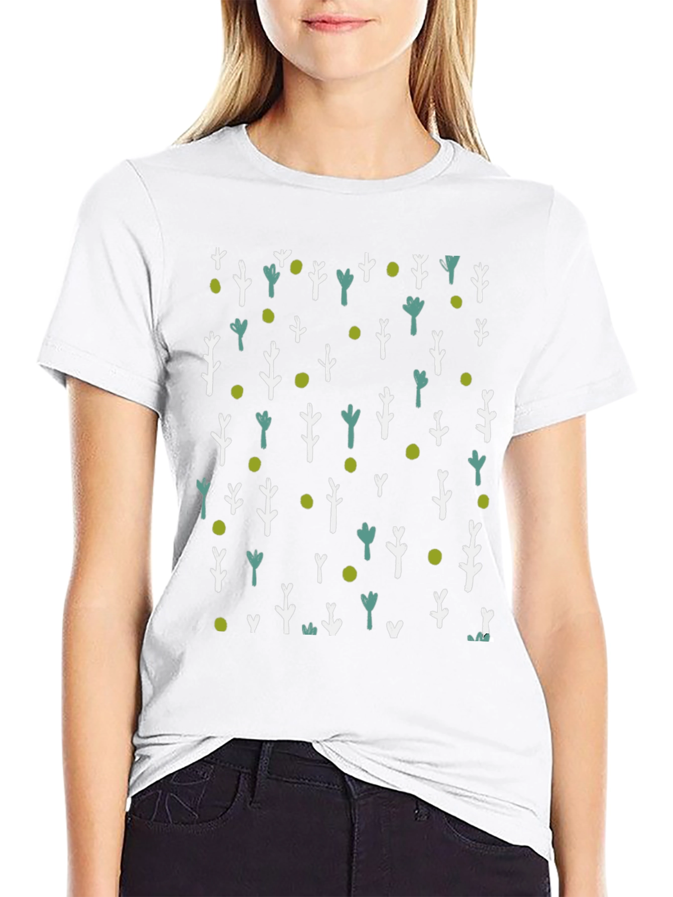 Nature Patterned Black T-Shirt