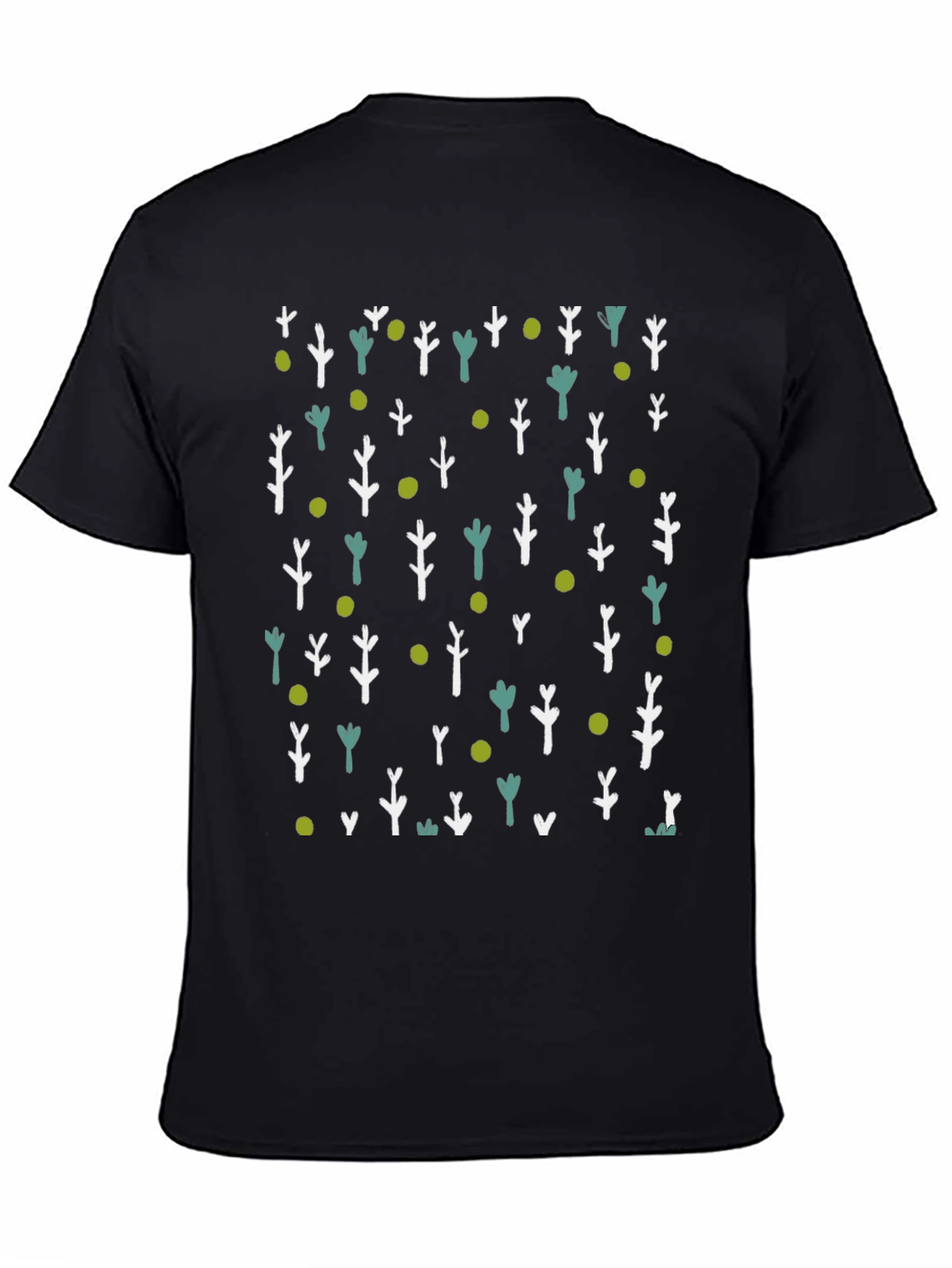 Nature Patterned Black T-Shirt