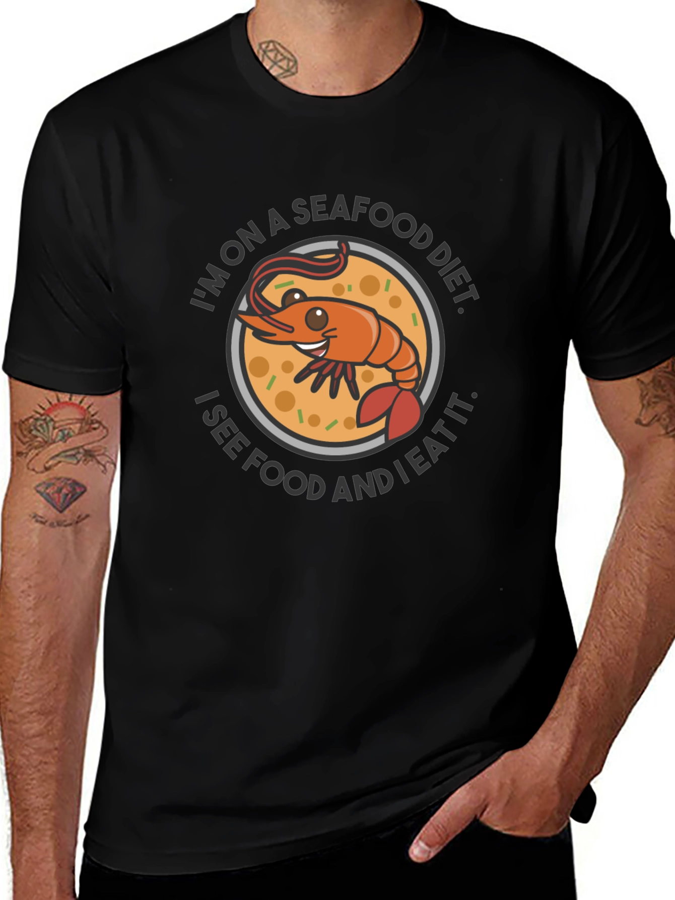Seafood Diet T-Shirt - Funny Shrimp Graphic Tee