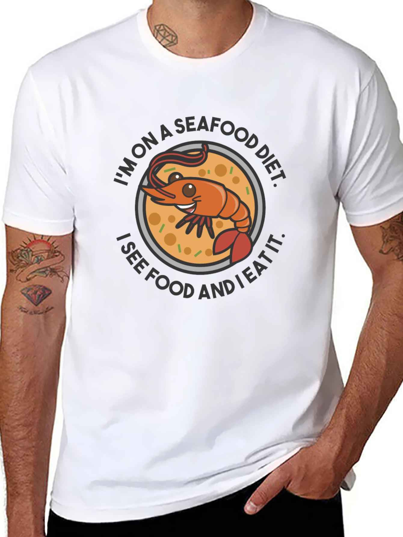 Seafood Diet T-Shirt - Funny Shrimp Graphic Tee