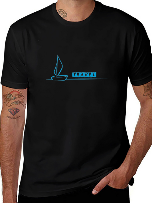 Travel Sailboat Graphic Tee - Black