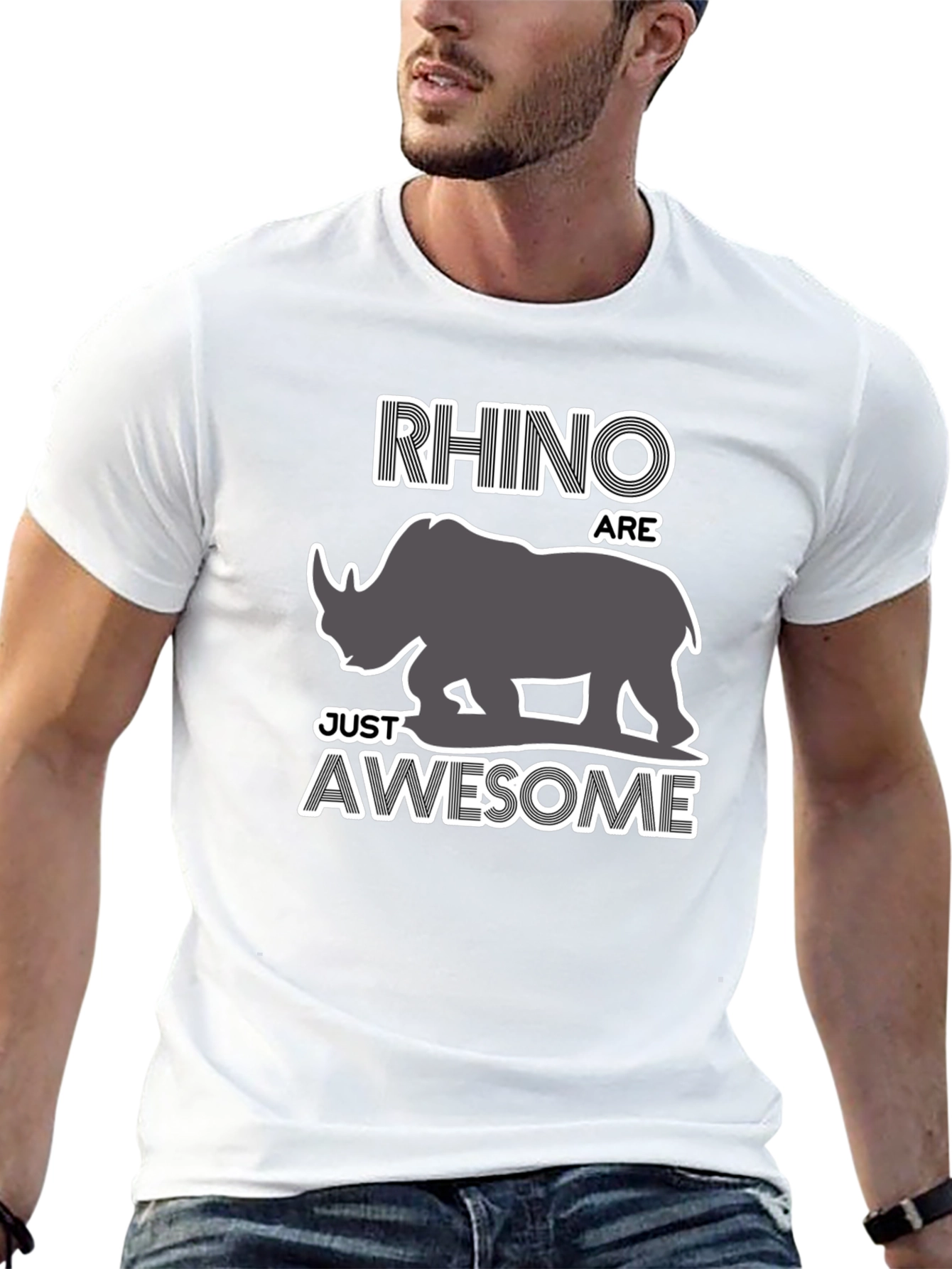 Rhino Awesome Graphic T-Shirt - Black Casual Tee