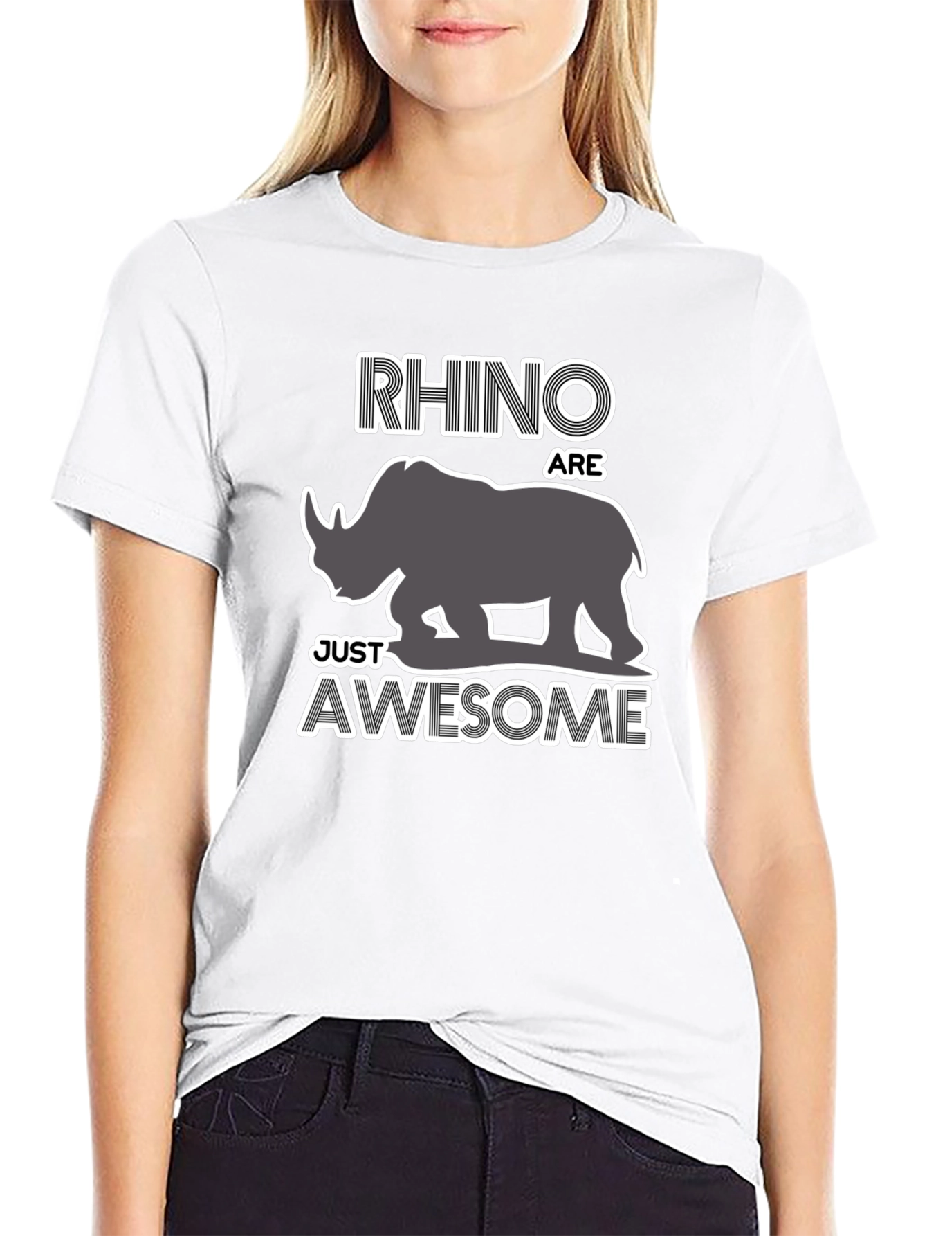 Rhino Awesome Graphic T-Shirt - Black Casual Tee