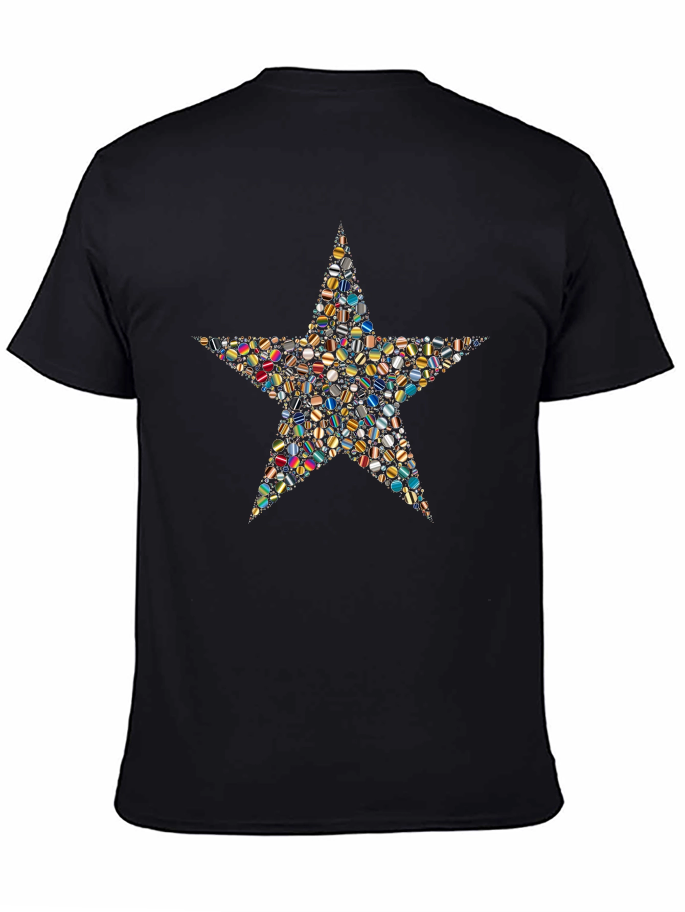 Star Mosaic Graphic Tee - Stylish Black T-Shirt