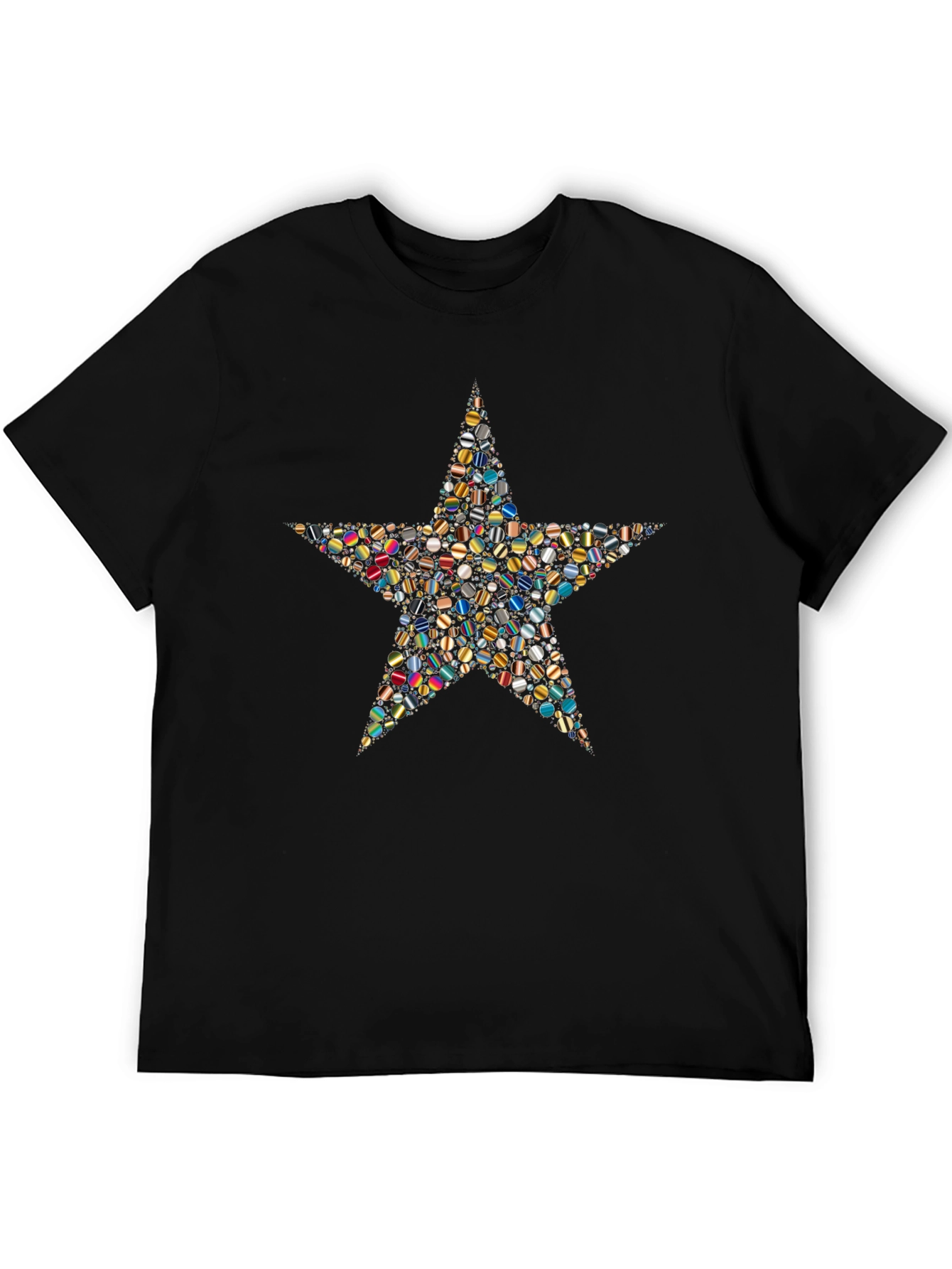 Star Mosaic Graphic Tee - Stylish Black T-Shirt