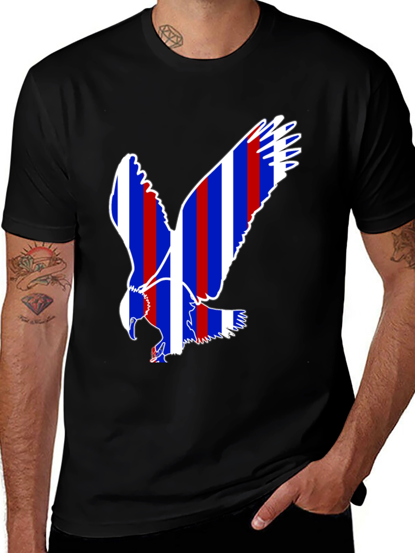Patriotic Eagle Graphic T-Shirt - Bold Stripes