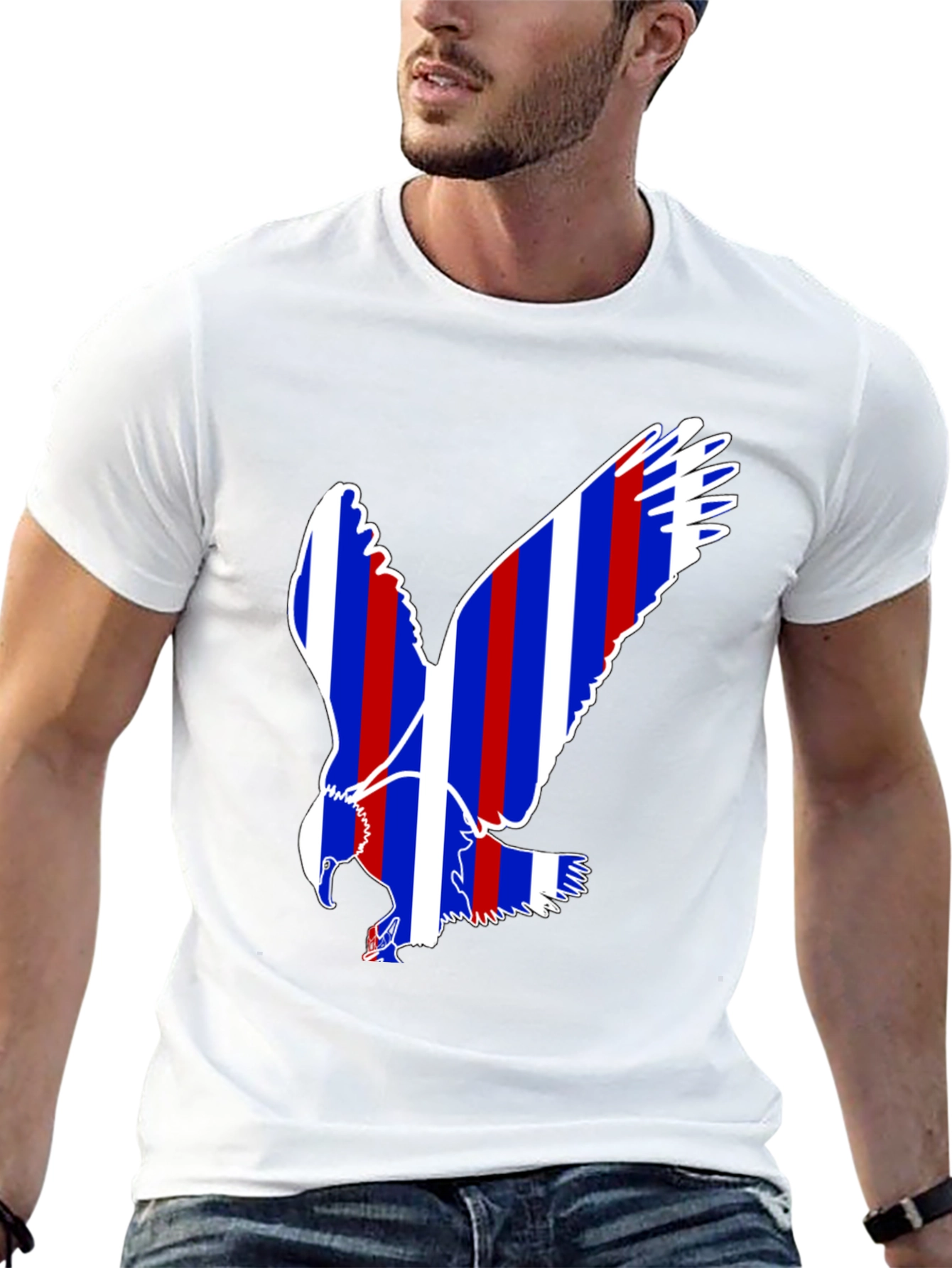 Patriotic Eagle Graphic T-Shirt - Bold Stripes