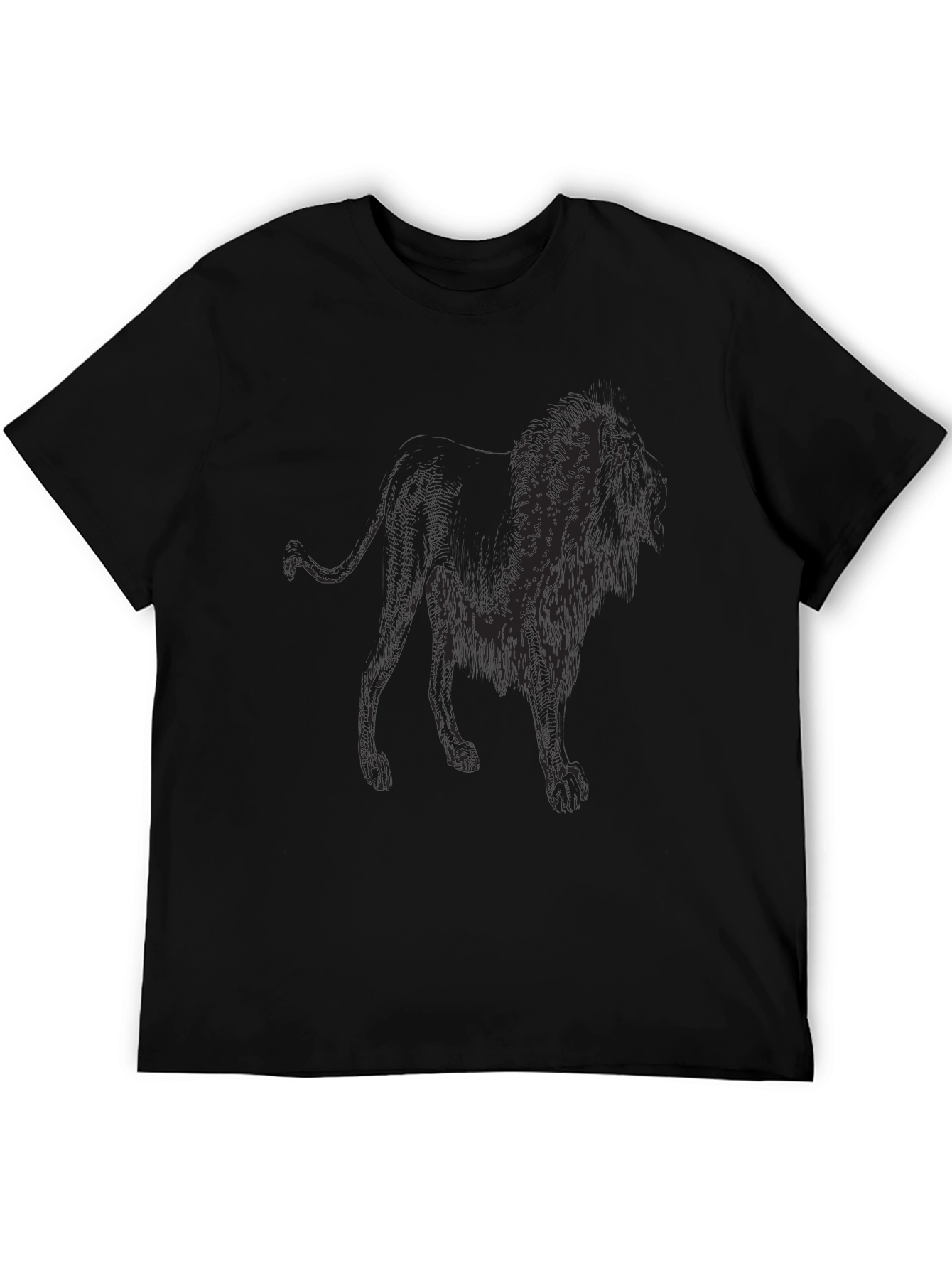 Lion Graphic Print Black T-Shirt