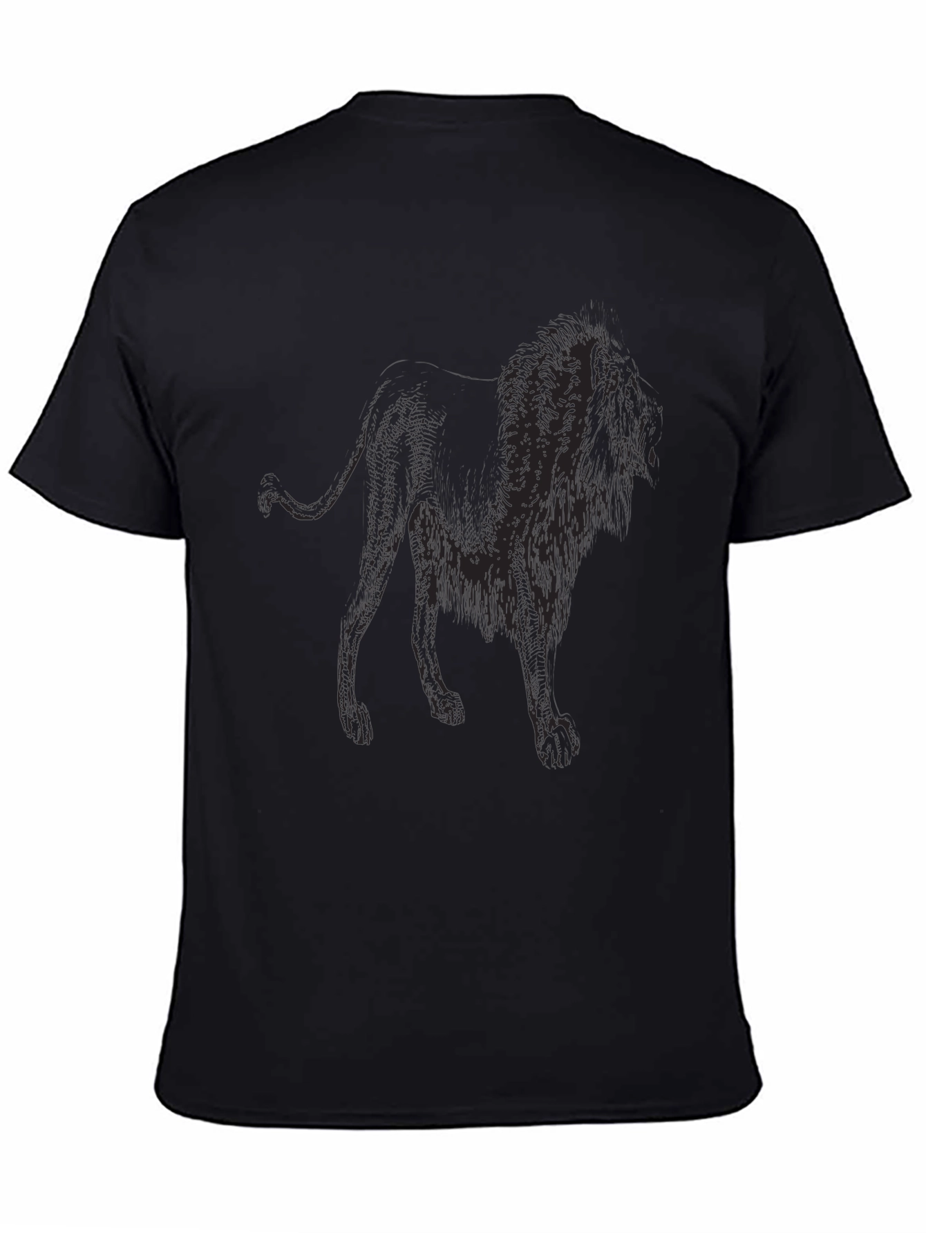 Lion Graphic Print Black T-Shirt