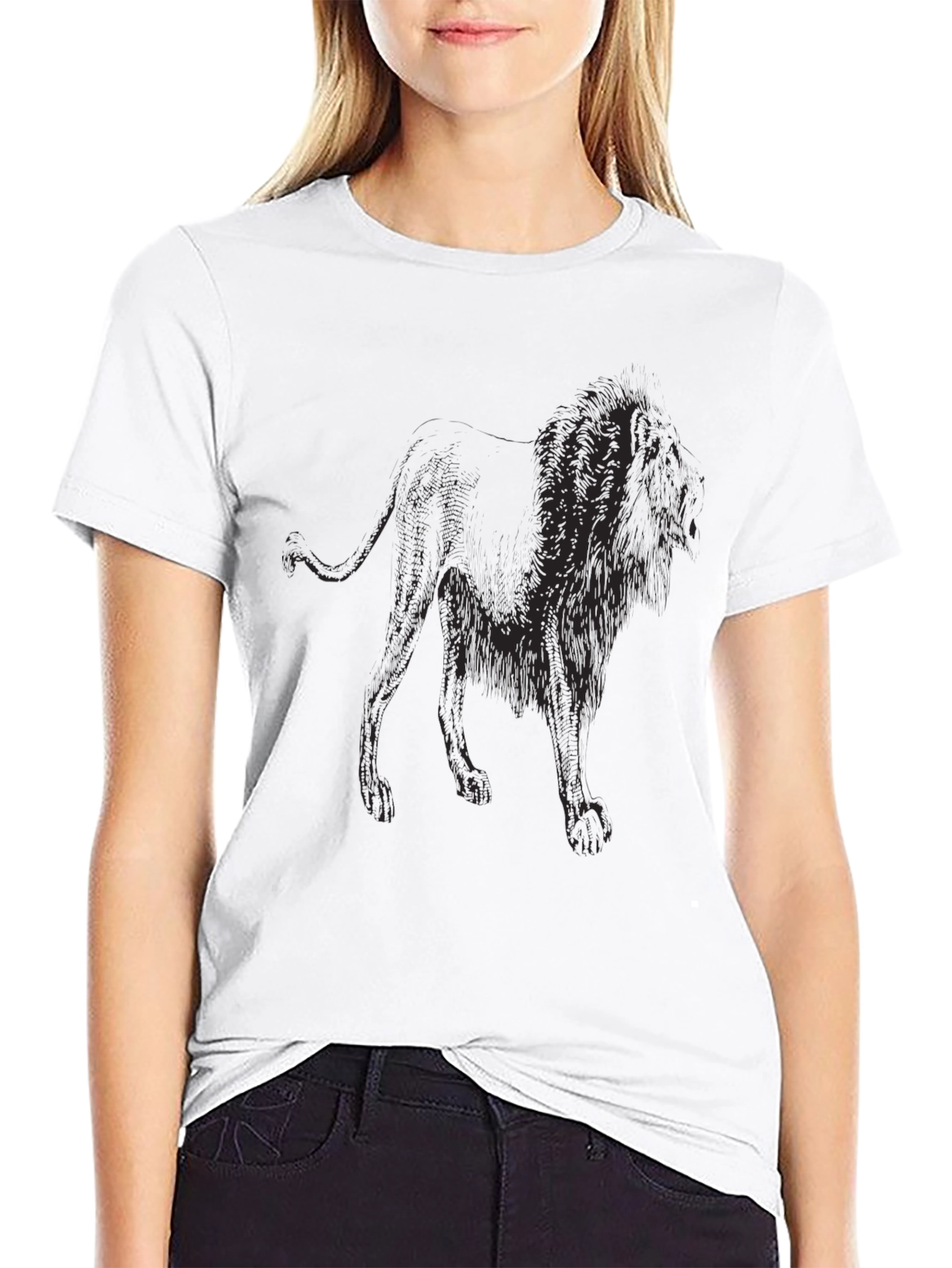 Lion Graphic Print Black T-Shirt