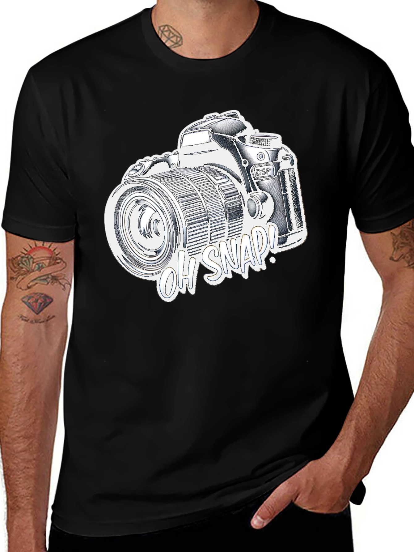Oh Snap! Camera Graphic T-Shirt - Black