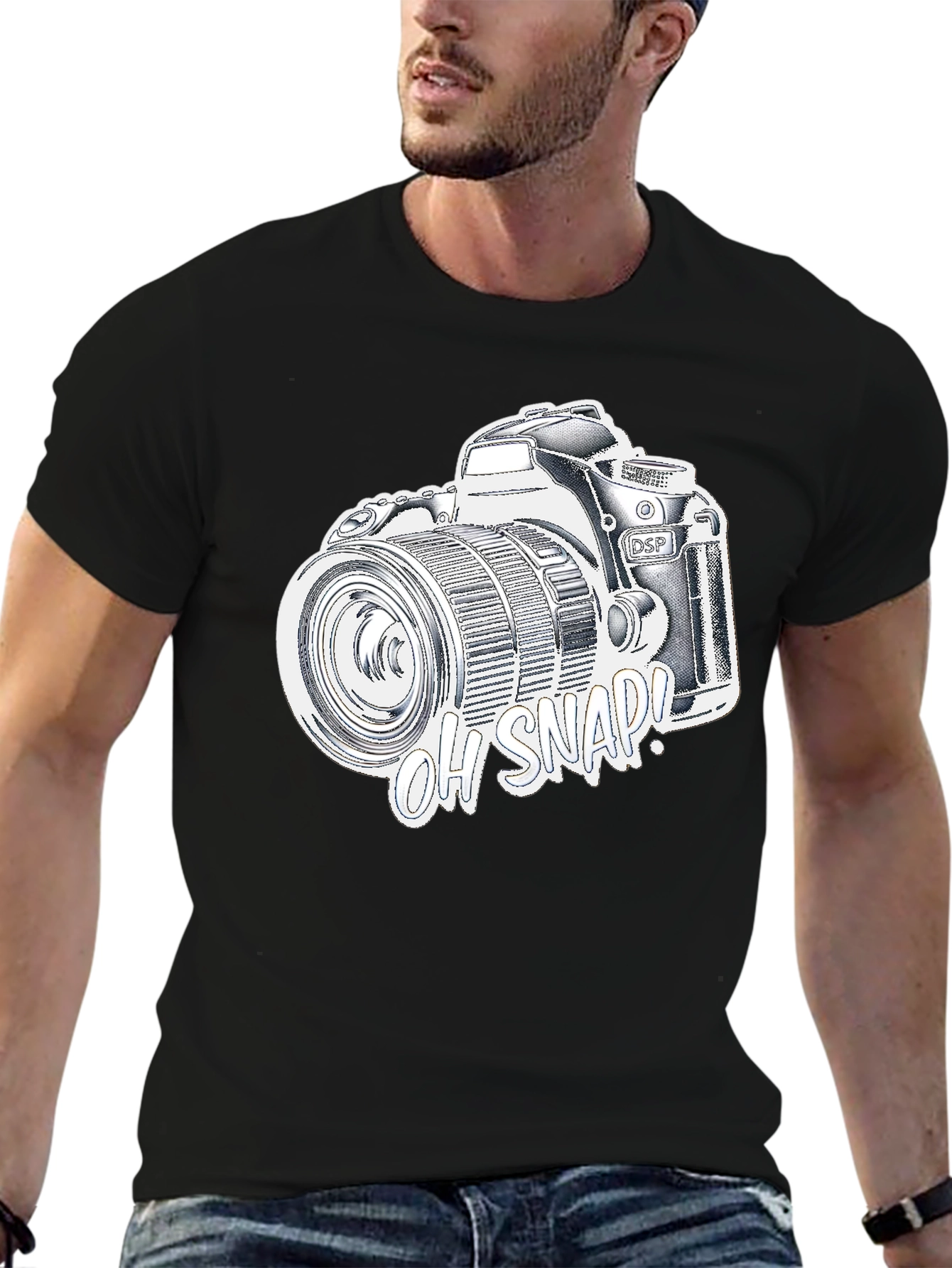 Oh Snap! Camera Graphic T-Shirt - Black