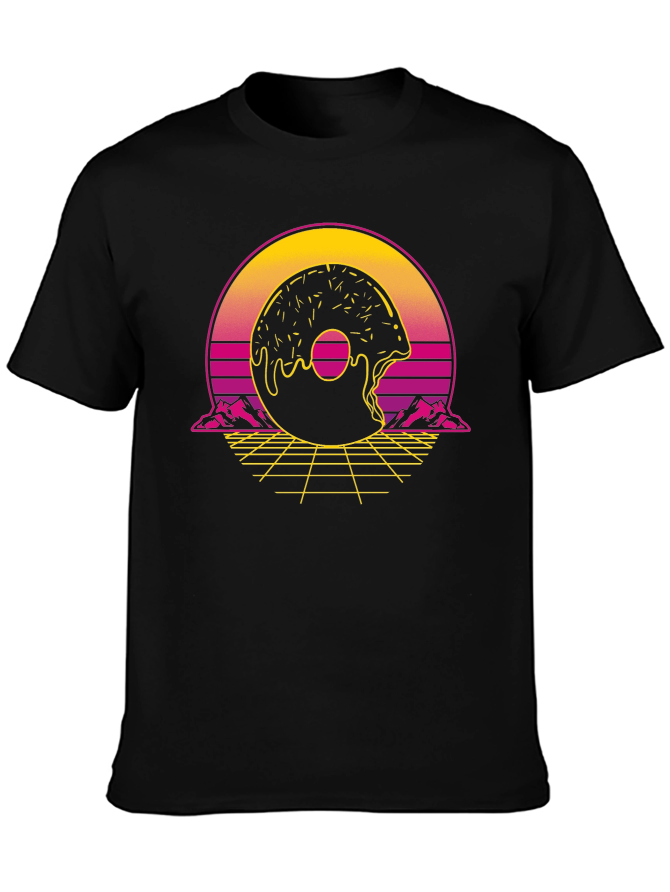 Retro Donut Graphic Tee - Synthwave Style